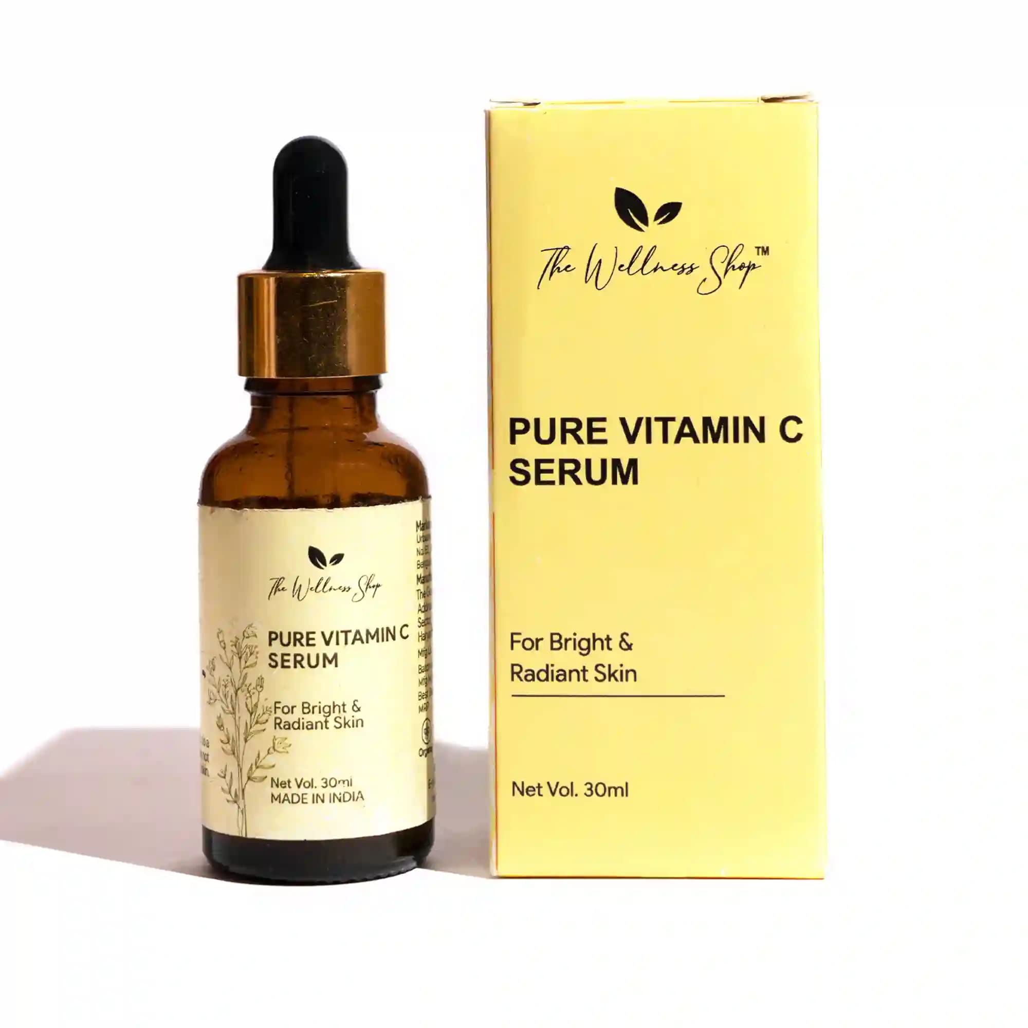 The Wellness Shop - Vitamin C Face Serum for Glowing Skin (Formulated & Tested For Sensitive Skin) | Non Irritating | Non Sticky | Brightening Vit C Formula For Men and Women | 30 ml (30 ml)