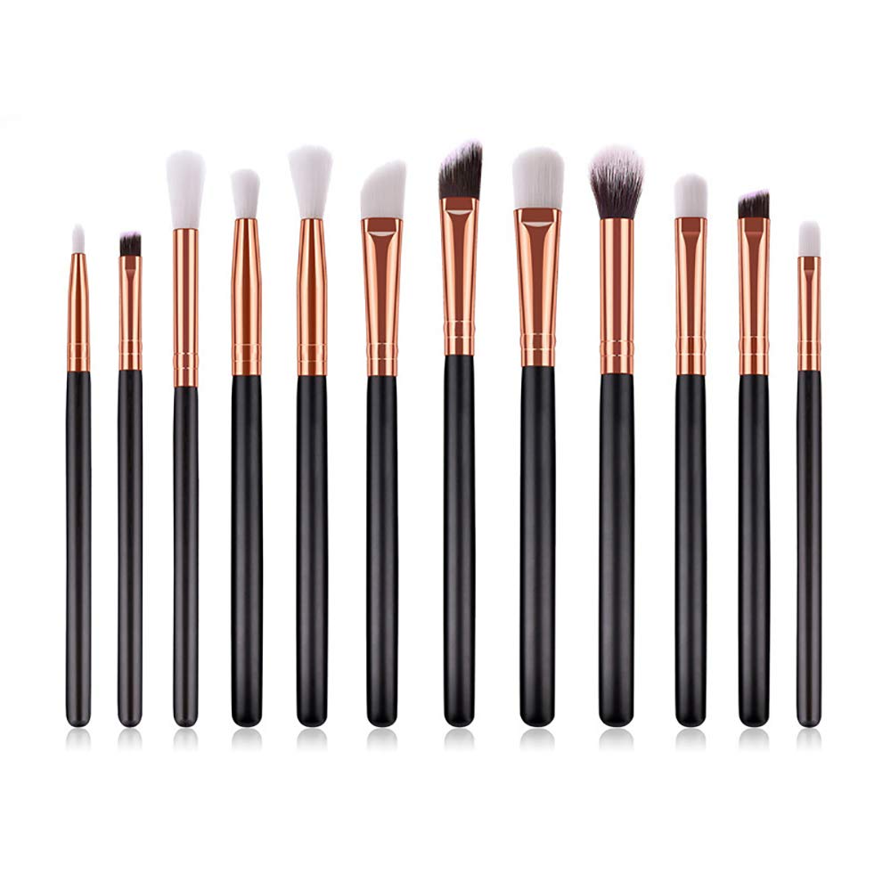 Eye Makeup Brush Set Professional Eyeshadow Brush Set 12pcs Make Up Brush Kit for Eye liner Crease Eye Shader,Eyeliner,Eye Blending,Eye Defining,Eye Brown brush,Eye Smudged-Nature Hair(Black)