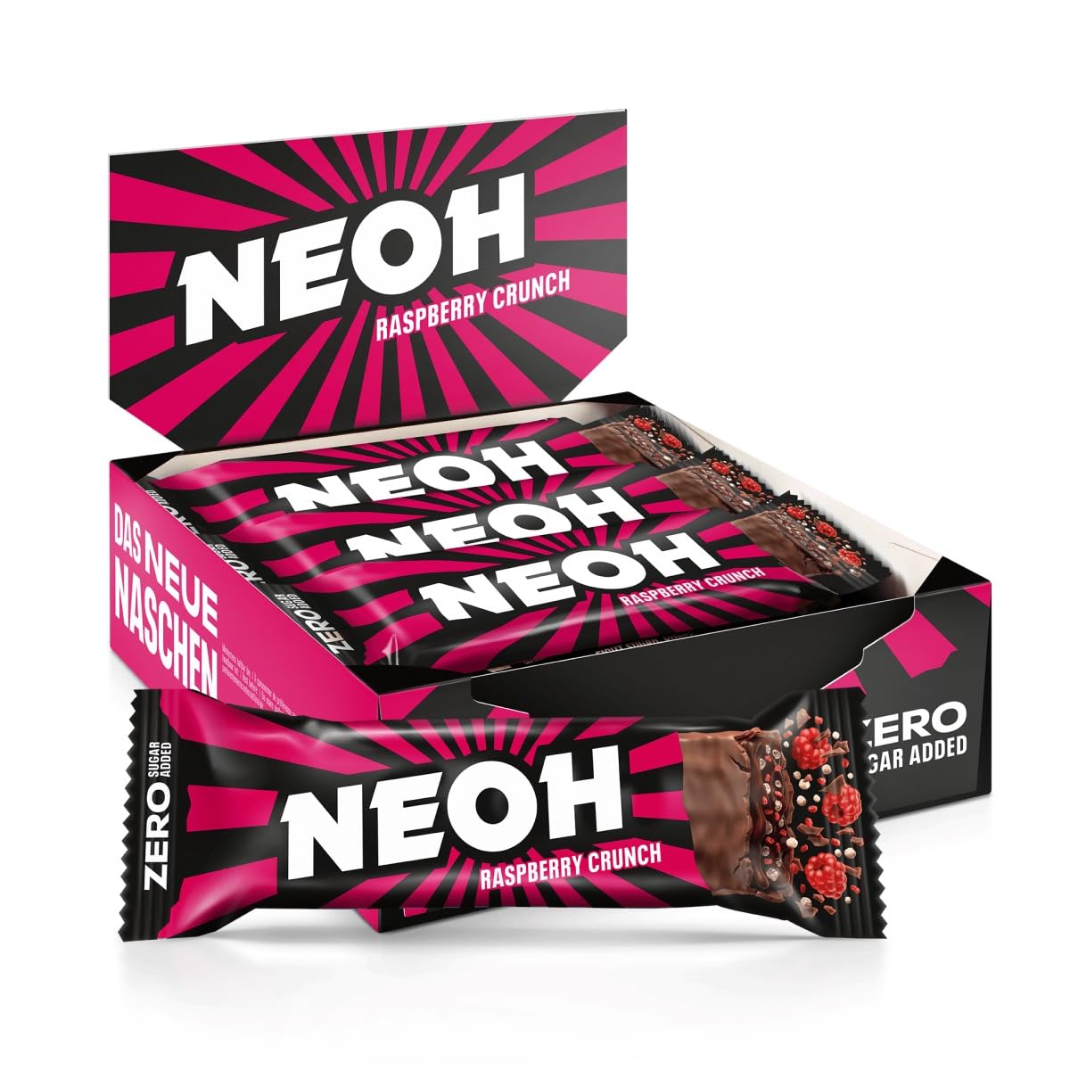 NEOHZero Added Sugar Raspberry Crunch Bar | Keto-Friendly & Low Carb | 114 kcal & 1g Sugar | 6g Protein | The Healthy Alternative to Traditional Sweets | 12 Pack