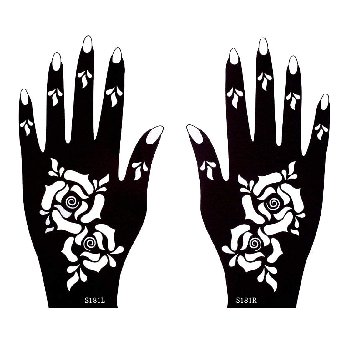 IVANA'S Heena Mehandi Tatto Stencil Set for | Hand | Body | Fingure | Face | Heena Art Temporary Tatto for Kids, Girls & Women, Design - NIV-37 , Black, M