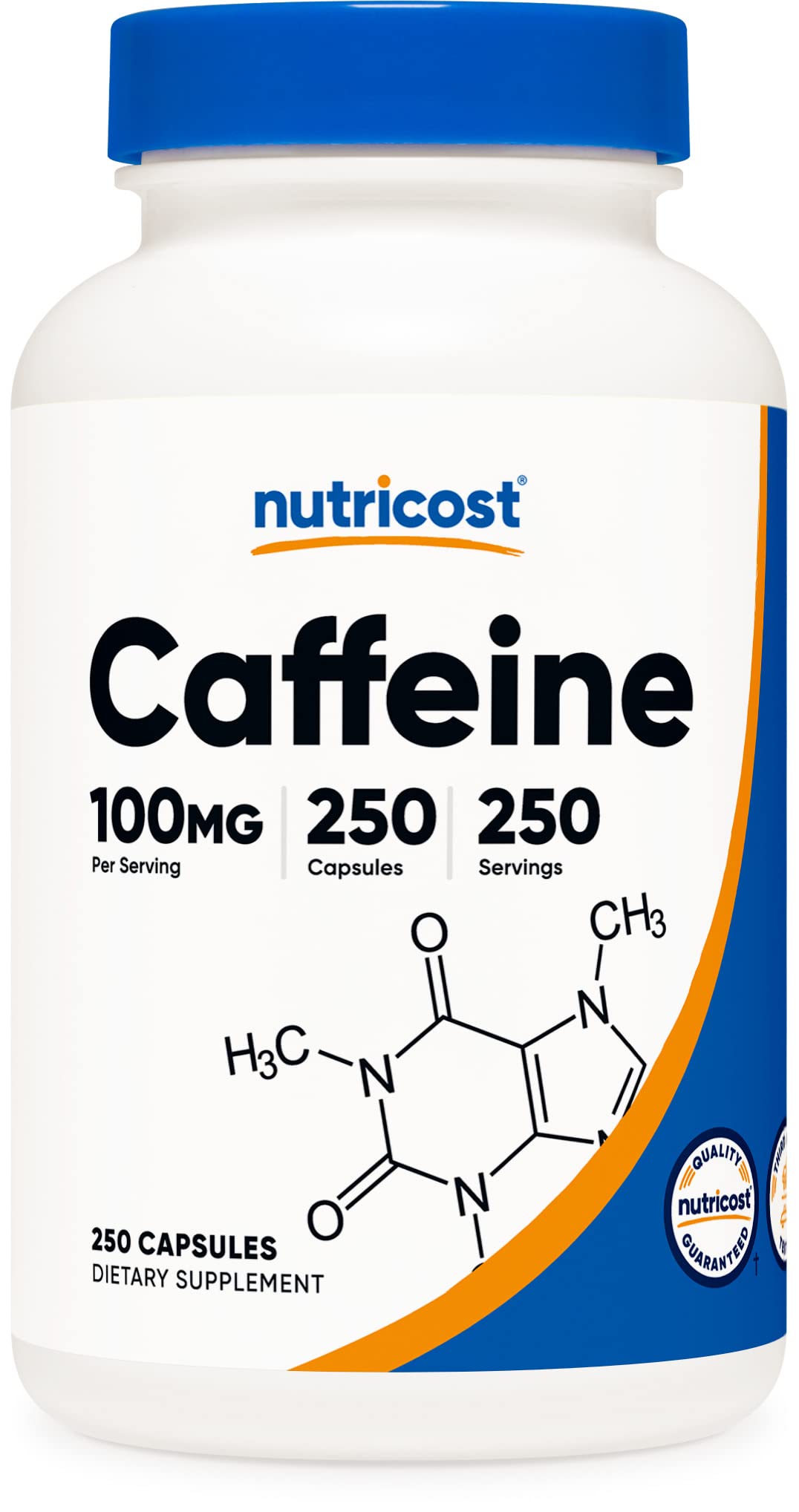 Nutricost Caffeine Pills 100mg Per Serving, 250 Capsules