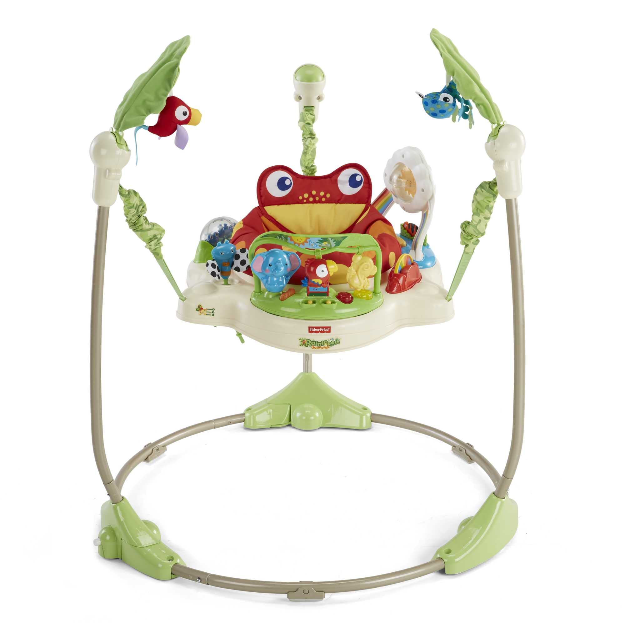 Fisher-Price Jumperoo Baby Activity Center with Lights Sounds and Music, Interactive Baby Bouncer, Rainforest, K7198