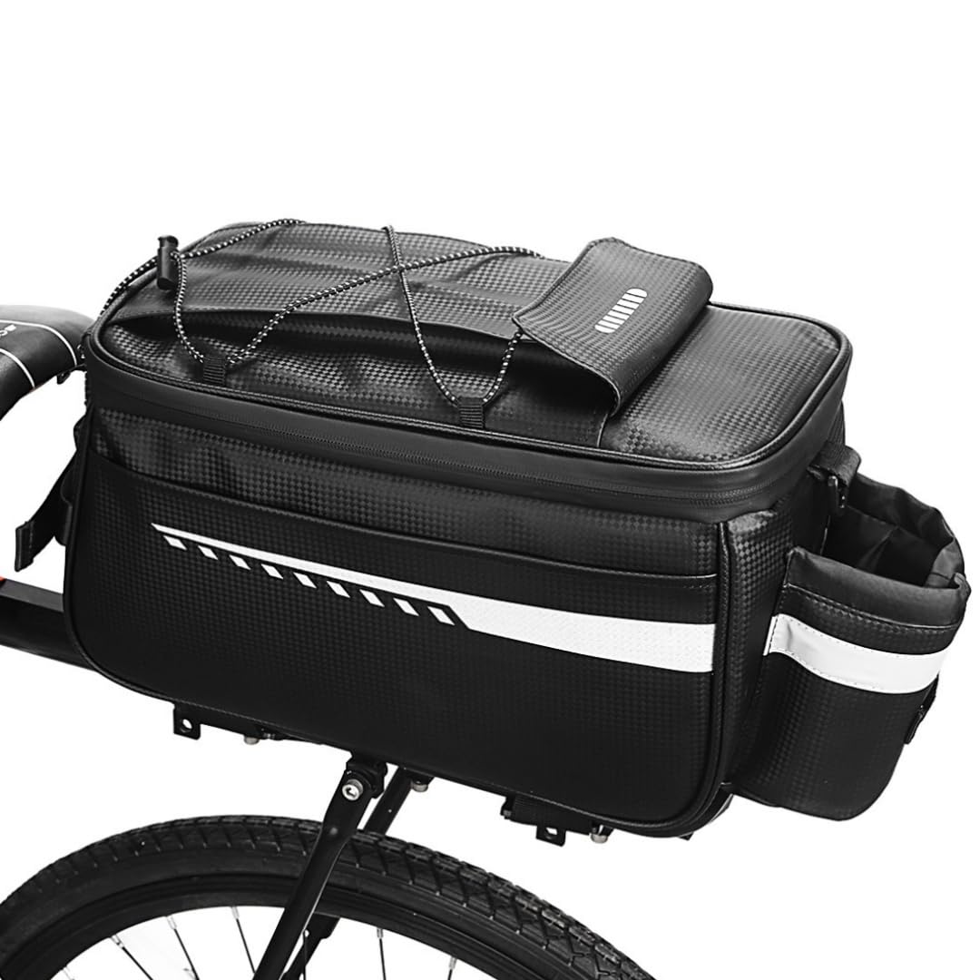 MEETOZBike Pannier Bag Rear Seat Trunk Bag Bicycle Rack Rear Carrier Bag, Cycling Rear Seat Carrier Bag Backseat Storage Luggage, Shoulder Strap for MTB Bike E-Bike (10L)