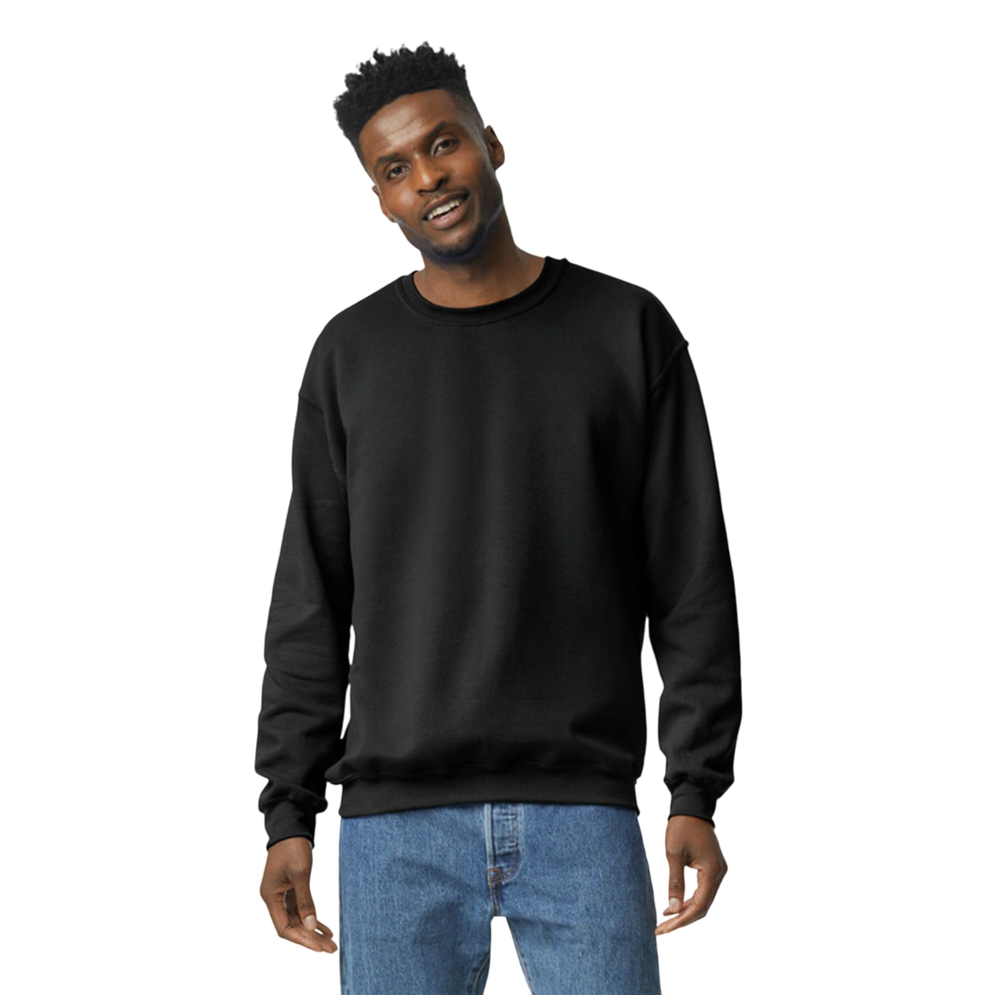 Gildan Men Cotton Blend Adult Crew Neck Classic Sweatshirt Black M