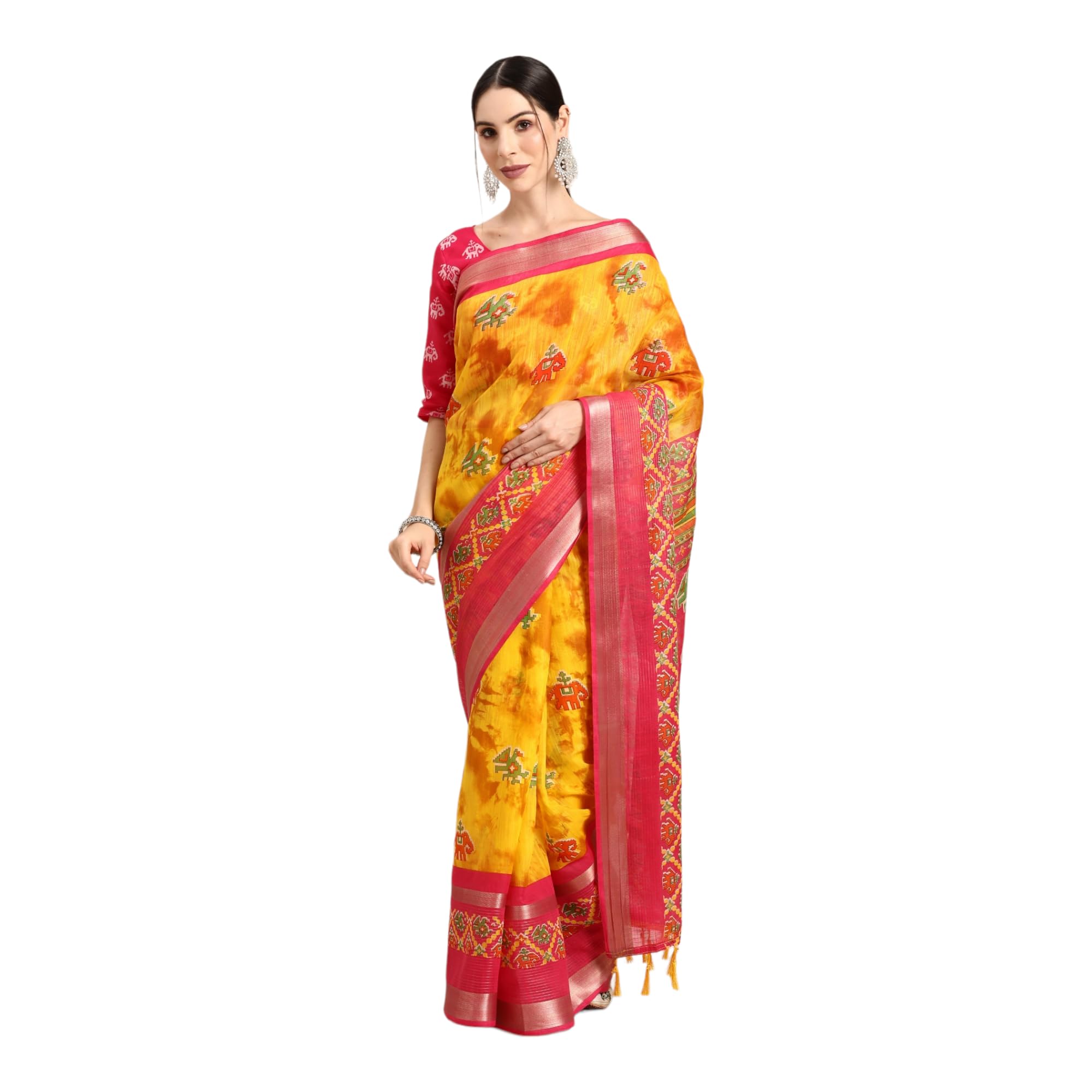 Fashion BoutiqueIndian Women's Banarasi Jacquard Rich Saree Traditional Silk Sari with Unstitched Blouse