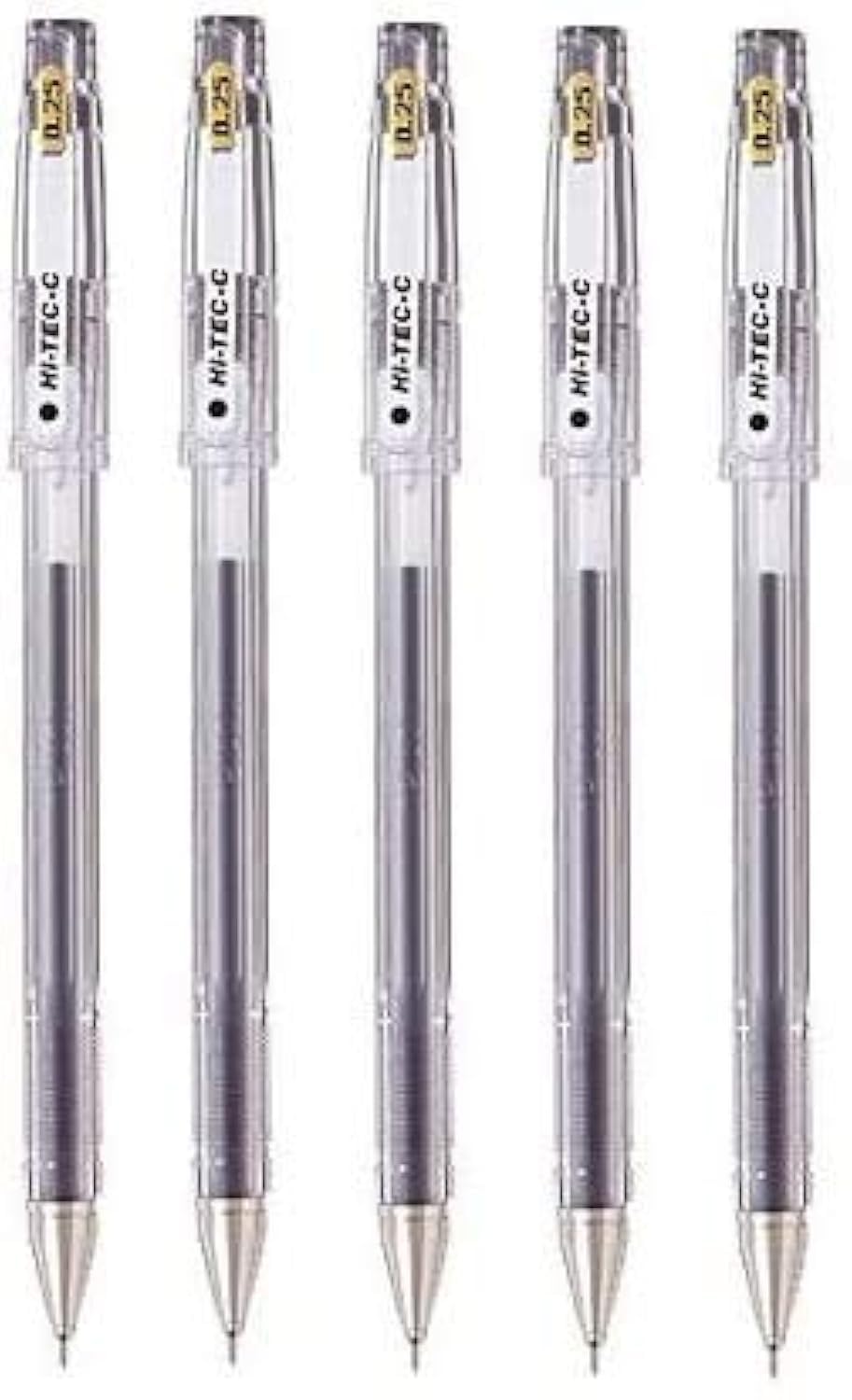 PilotHi-Tec-C 025 Gel Ink Pen, Hyper Fine Point 0.25mm, Black Ink, LH-20C25, Value Set of 5