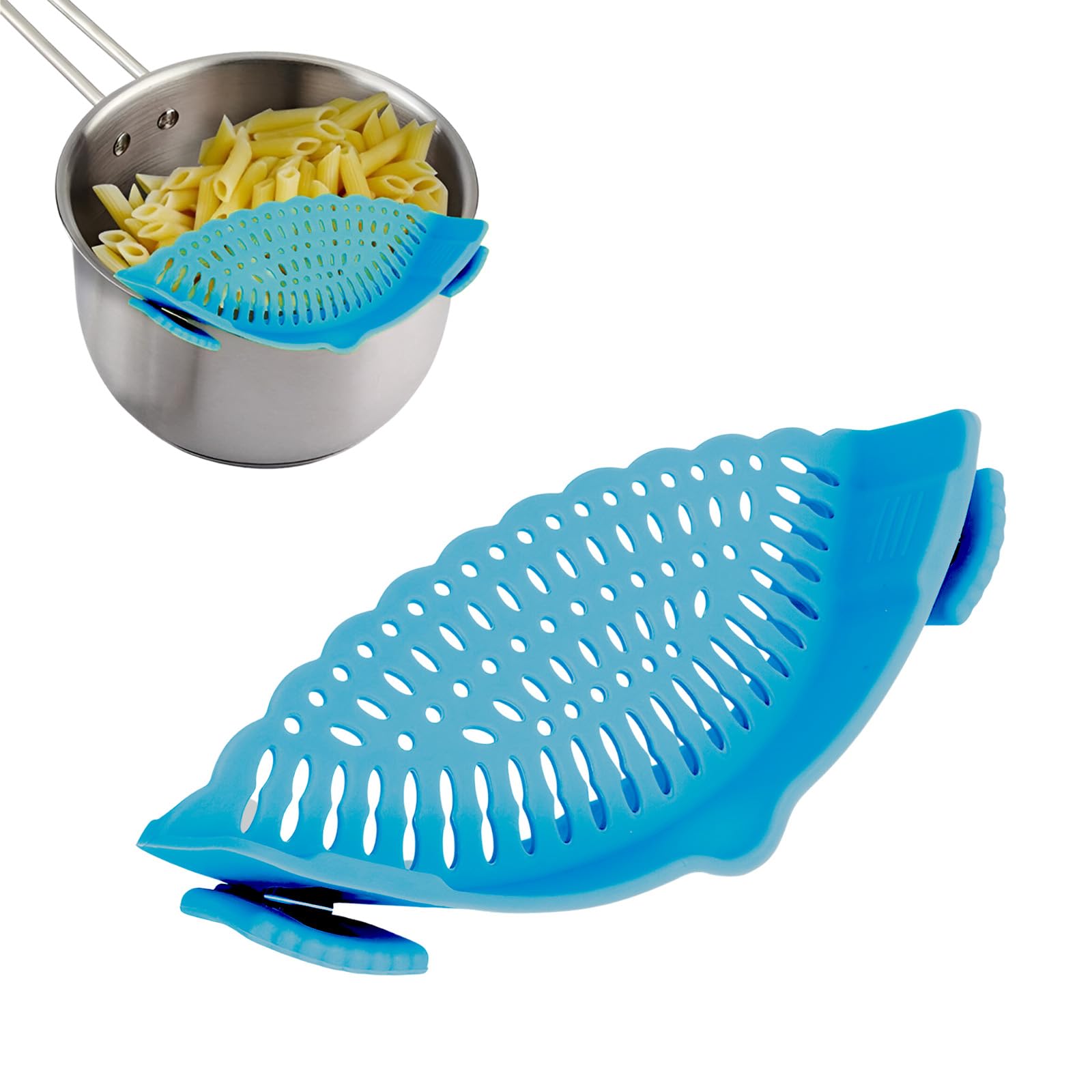 Ultimate Kitchen Strainer: Multi-Purpose, BPA-Free & Non-Toxic! Chef-Grade Professional Draining Strainer with Innovative Design for Modern Cooking for Pasta, Rice, Fruits & Vegetables (Blue)