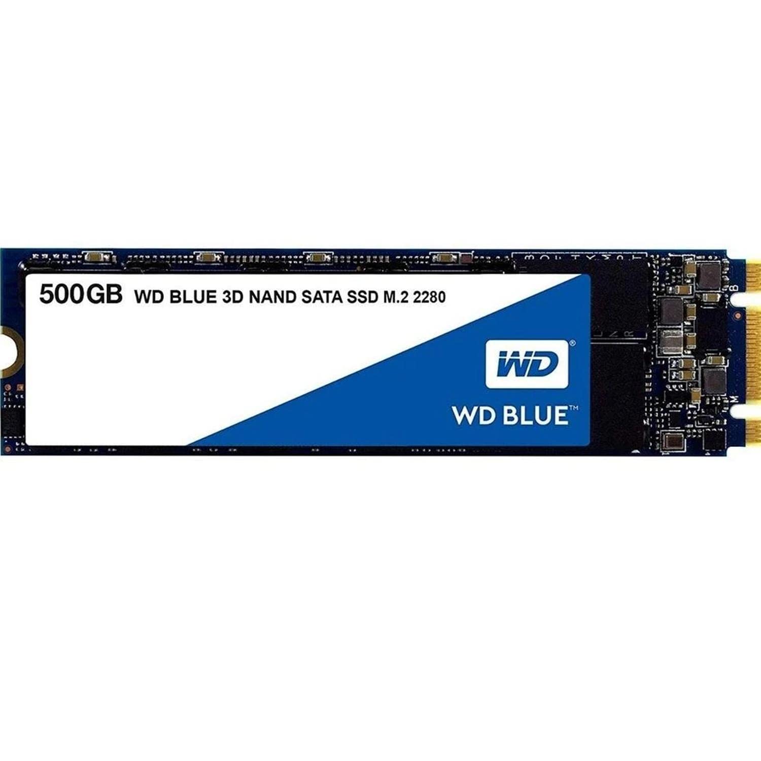 Western Digital 500GB WD Blue 3D NAND Internal PC SSD - SATA III 6 Gb/s, M.2 2280, Up to 560 MB/s - WDS500G2B0B