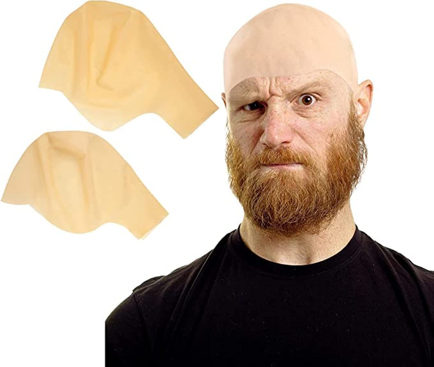 KIENAI 2 Pack Latex Bald Wig Caps, Bald Makeup Caps, Include 1 Large Head and 1 Small Head Wig Cap, Movie Costume Decoration Items for Men and Women, Suitable for Halloween, Stage, Theater, Movie