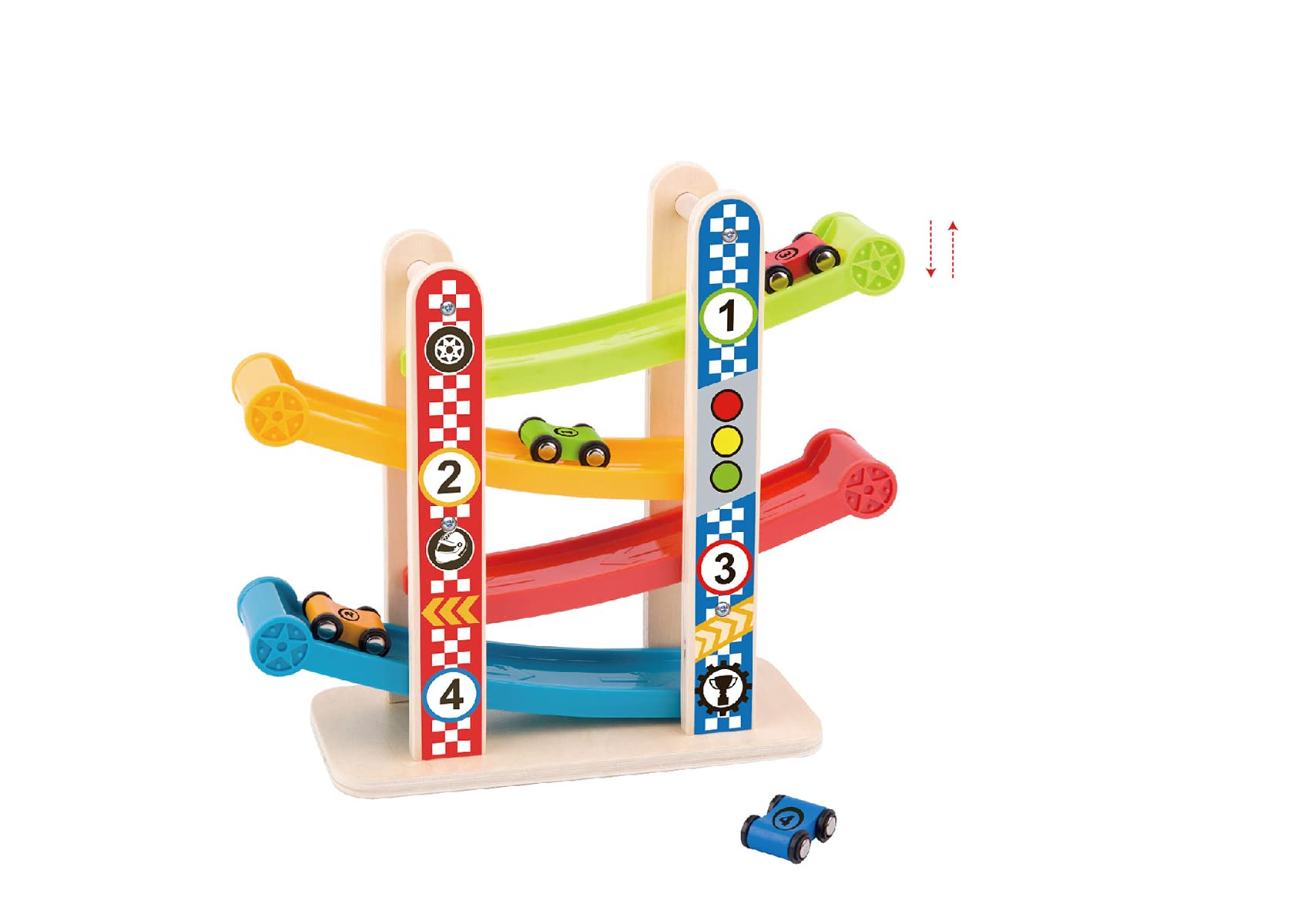 Tooky Toy 921 TY840 EA Wooden Sliding Tower-Small, Multicolour