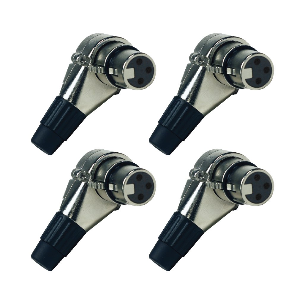 Seismic Audio - SAPT325-4Pack - 4 Pack of Adjustable Right Angle 3 Pin XLR Female Connectors - Pro Audio DJ Band XLR 7 Position Plugs