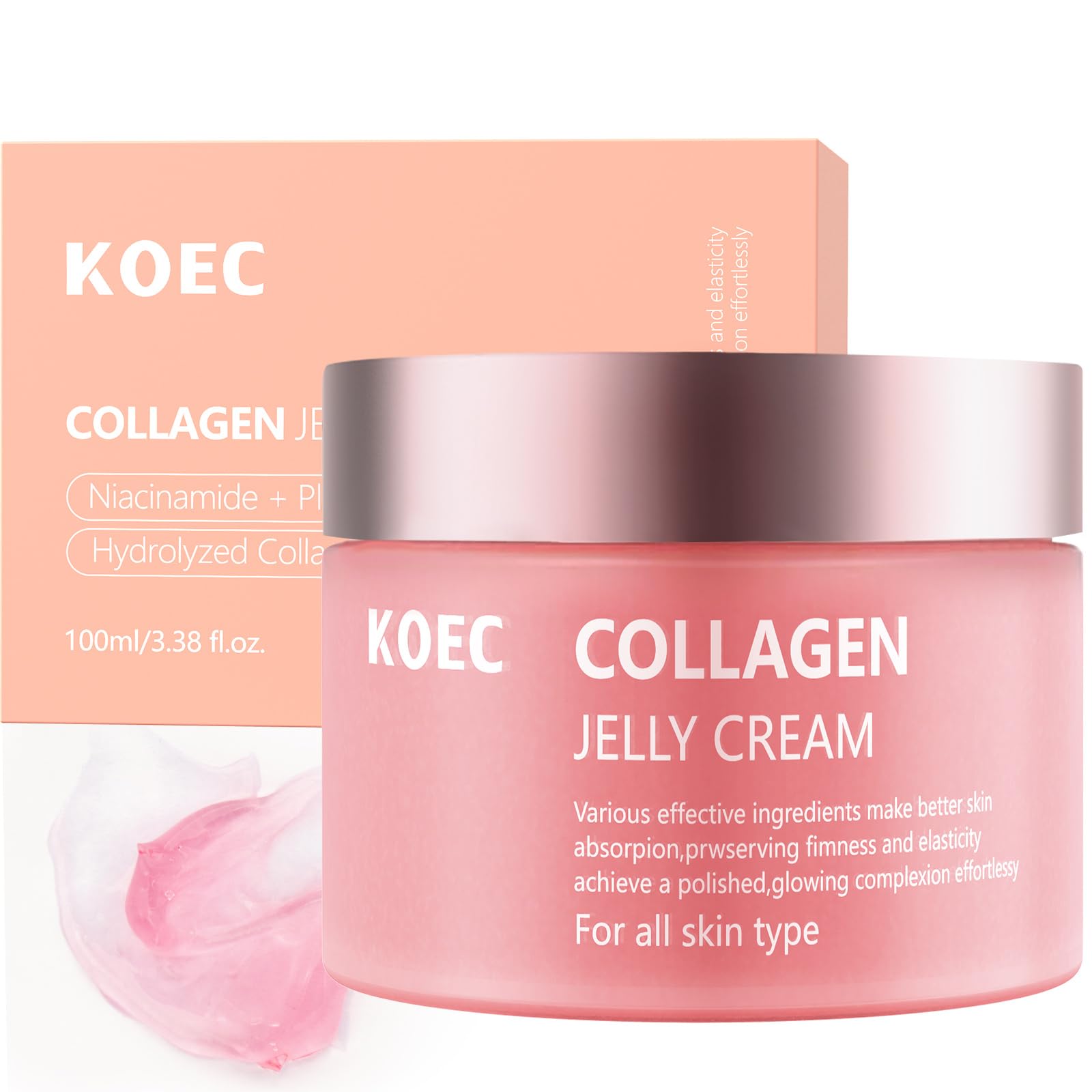 Collagen Jelly Cream - Niacinamide & Hydrolyzed Collagen - Collagen Face Cream Skin Care for All Skin Type, Preserves Firmness and Elasticity(3.38 fl.oz)