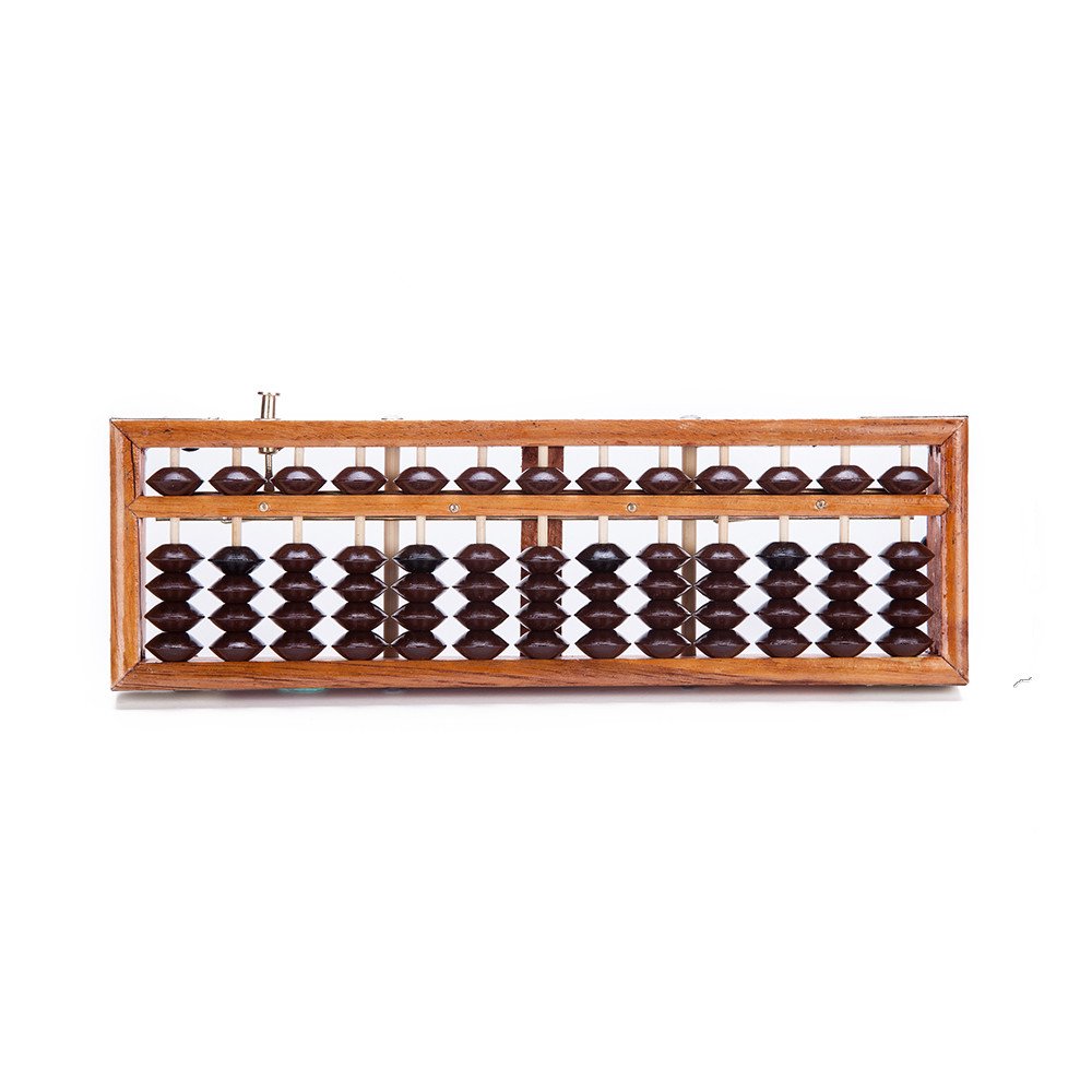 Vintage-Style 13 Rods Wooden Abacus Soroban Chinese Japanese Calculator Counting Tool w/ Reset Button 9.75'