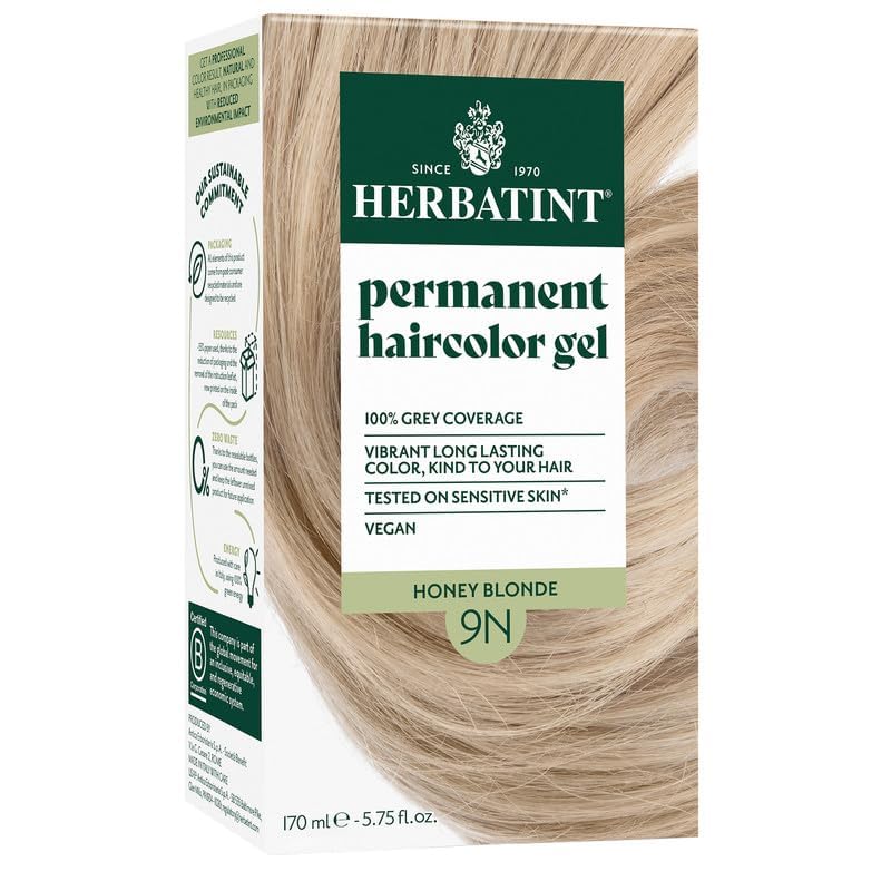 Herbatint Permanent Hair Dye For Women - 9N Honey Blonde - For Up To 100% Gray Coverage of Resistant Gray Hair - Ammonia-Free, Alcohol-Free & Vegan - Salon Influenced Hair Color 5.75 fl oz