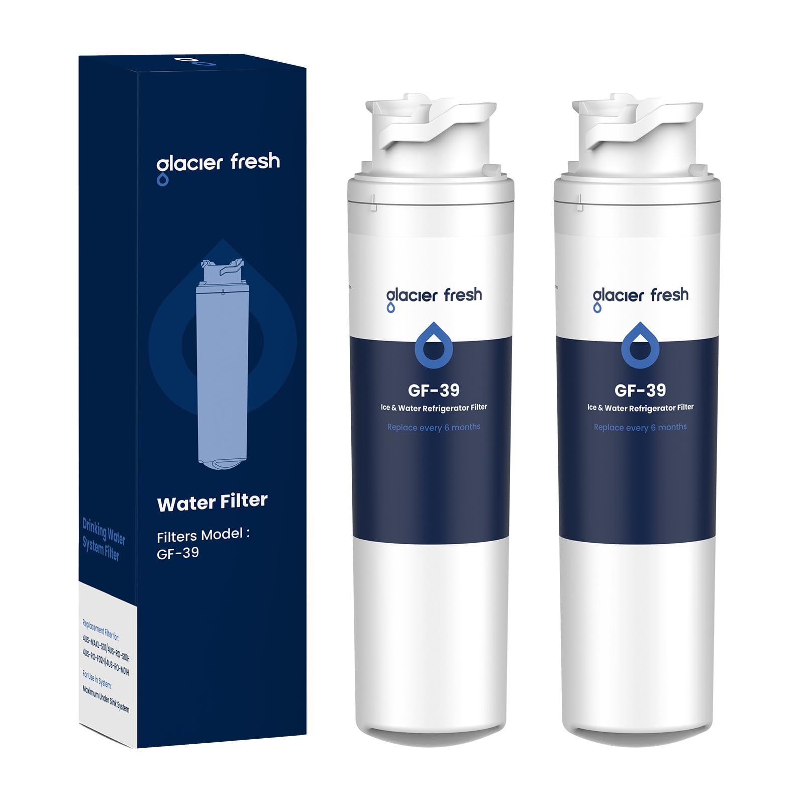 GLACIER FRESHGLACIER FRESH Replacement Filter for Maximum Under Sink System, Compatible with 4US-MAXL-S01 System,2 Packs