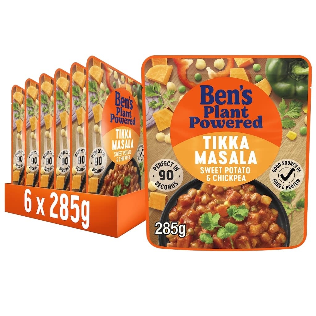 Ben’s Original Plant Powered Sweet Potato and Chickpea Tikka Masala Curry, Bulk Multipack 6 x 285 g pouches