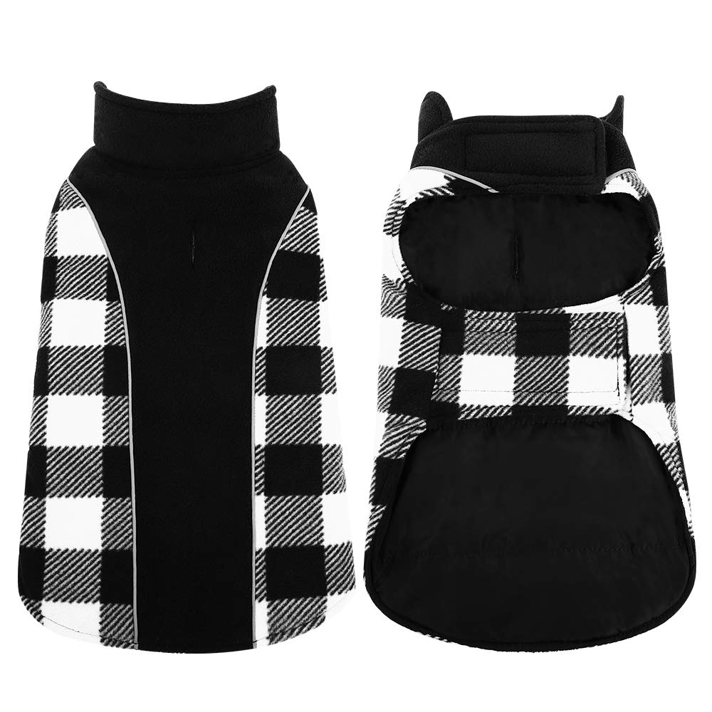 KuoserReversible Dog Coat, Warm Waterproof Dog Jacket, British Style Plaid Dog Winter Coats, Puppy Cold Weather Vest Windproof Outdoor Clothes Dog Snow Jackets for Small Dogs S