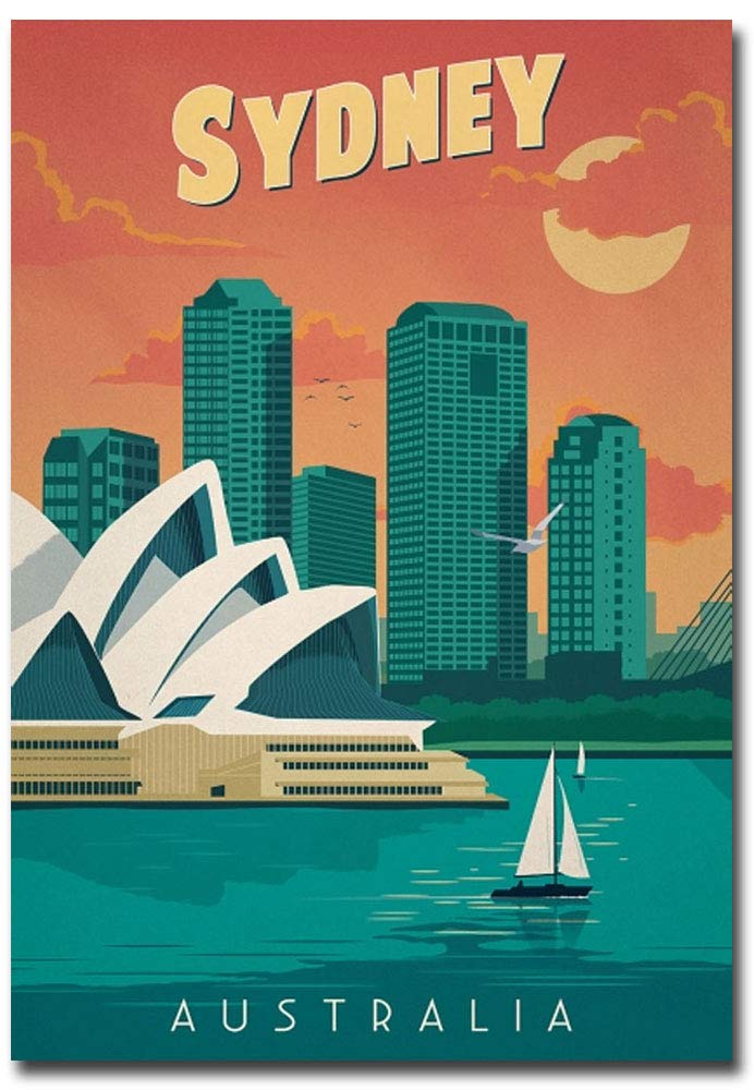 Sydney Australia Travel Vintage Art Refrigerator Magnet Size 2.5" x 3.5"