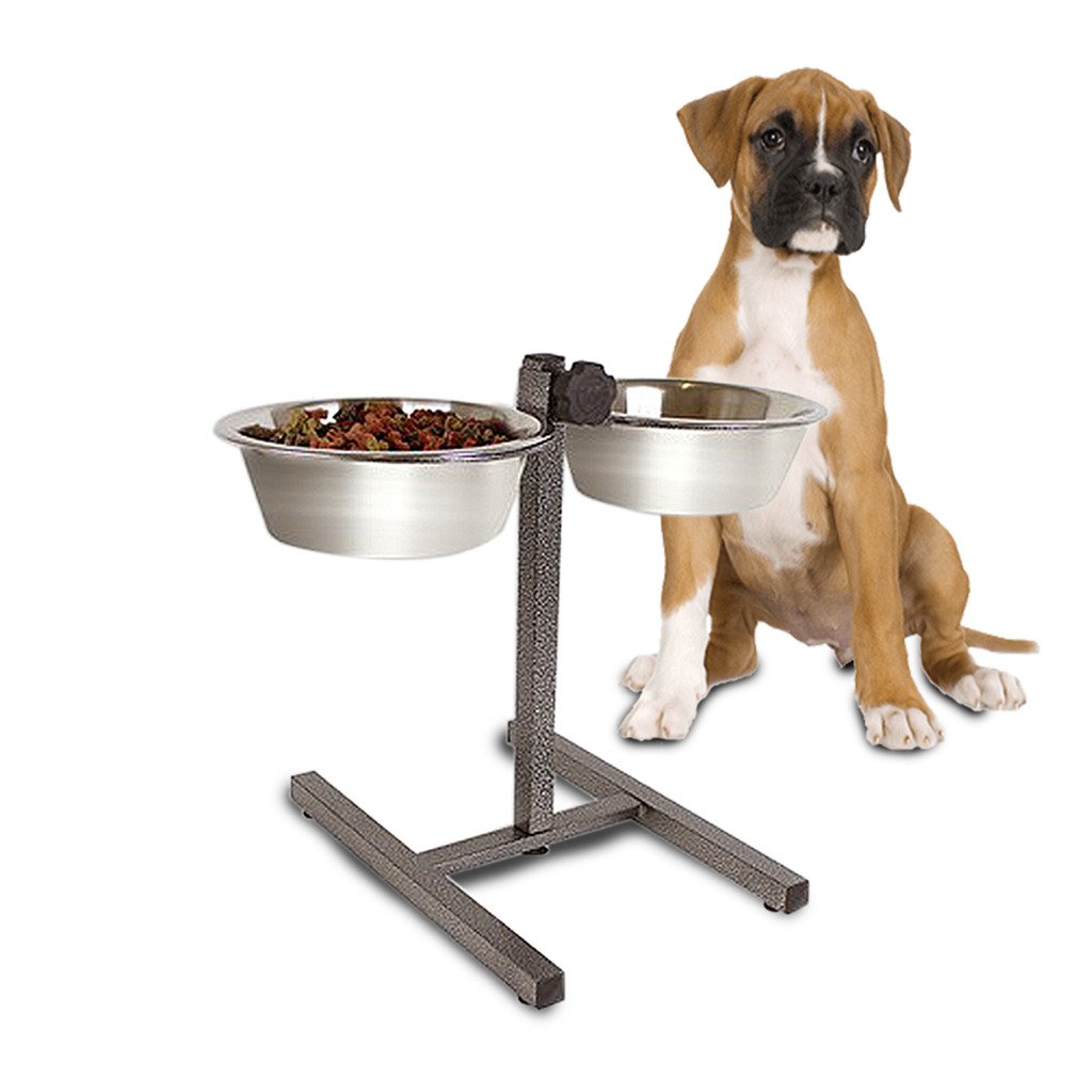 Guaranteed4Less Double Diner Raised Dog Bowls Food Water Feeding Dishes Adjustable Stand Large