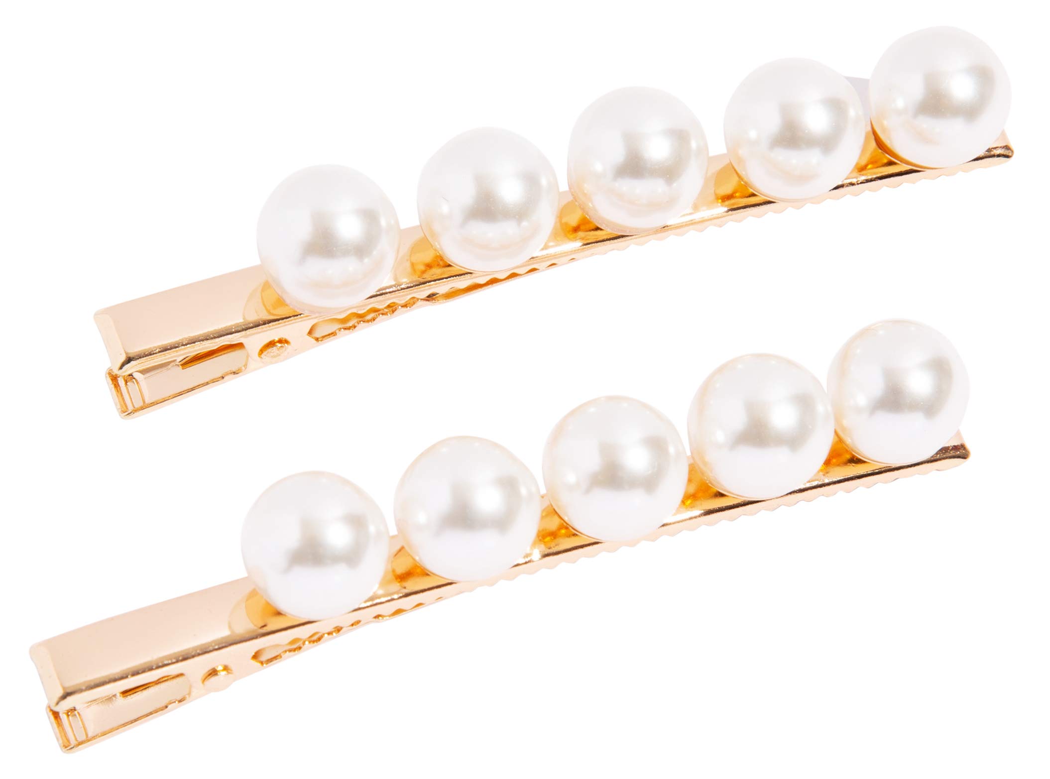 L. Erickson Etta Pearl Pinch Clip 2-Pack - Cream Pearl/Gold