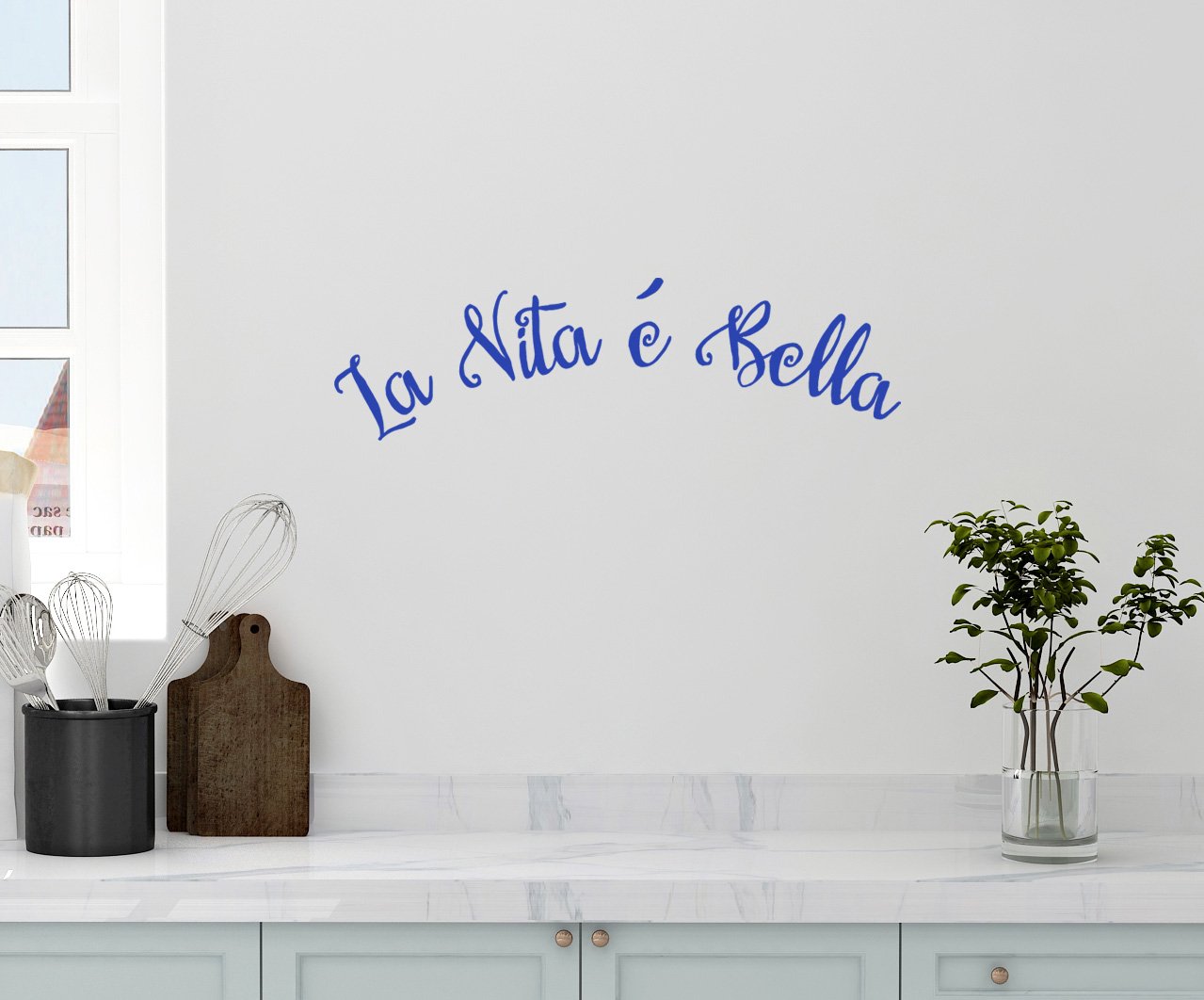 24"x6" La Vita E Bella Life is Beautiful Kitchen Home House Italian Phrase Saying Wall Decal Sticker Art Mural Home Decor