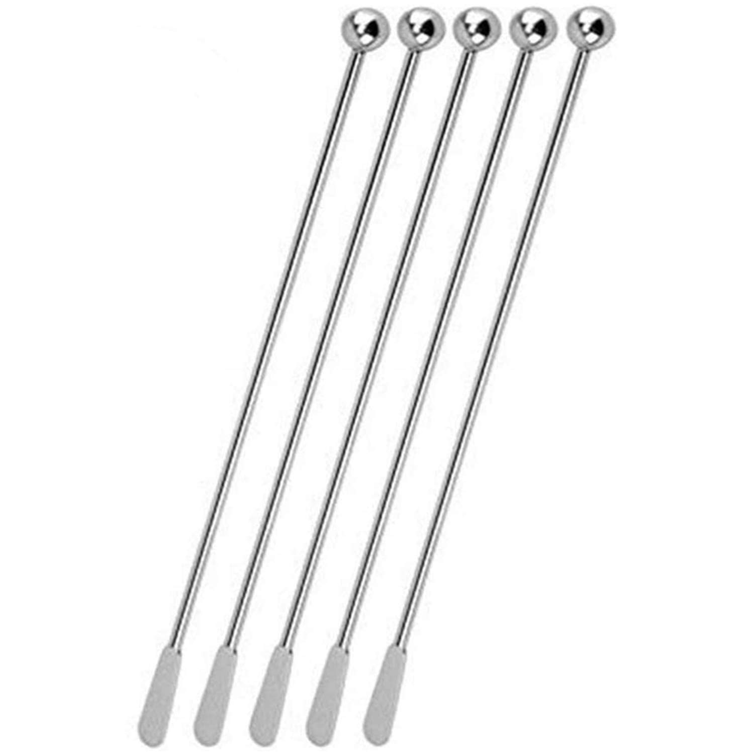 JSDOIN Stainless Steel Coffee Beverage Stirrers Stir Cocktail Drink Swizzle Stick with Small Rectangular Paddles (5Pcoffeestirrers)