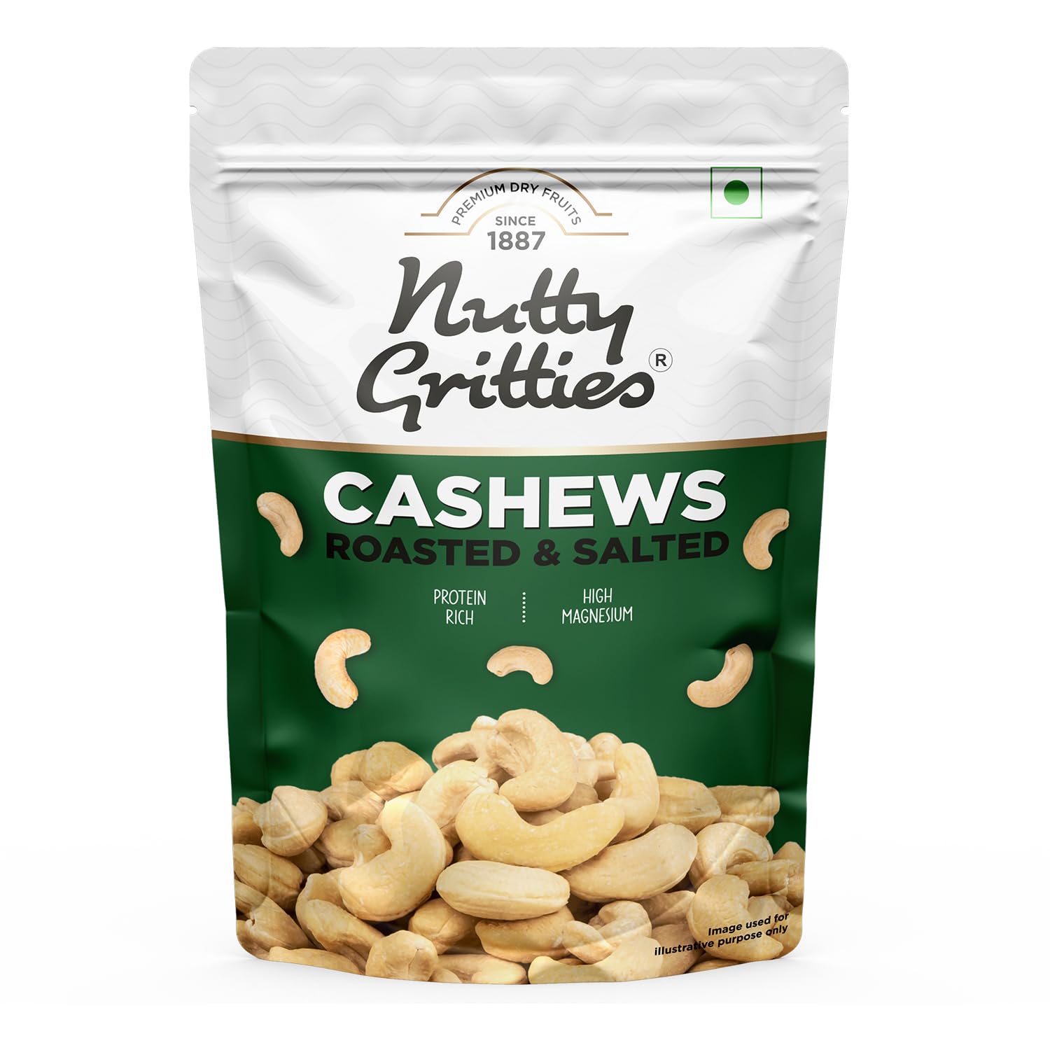 Nutty Gritties Premium Jumbo Size Cashews 200g, Roasted and Lightly Salted | W240 | Non-Fried Zero Oil | Crunchy Healthy Snack | ⁠Zero Breakage|Resealable Pouch