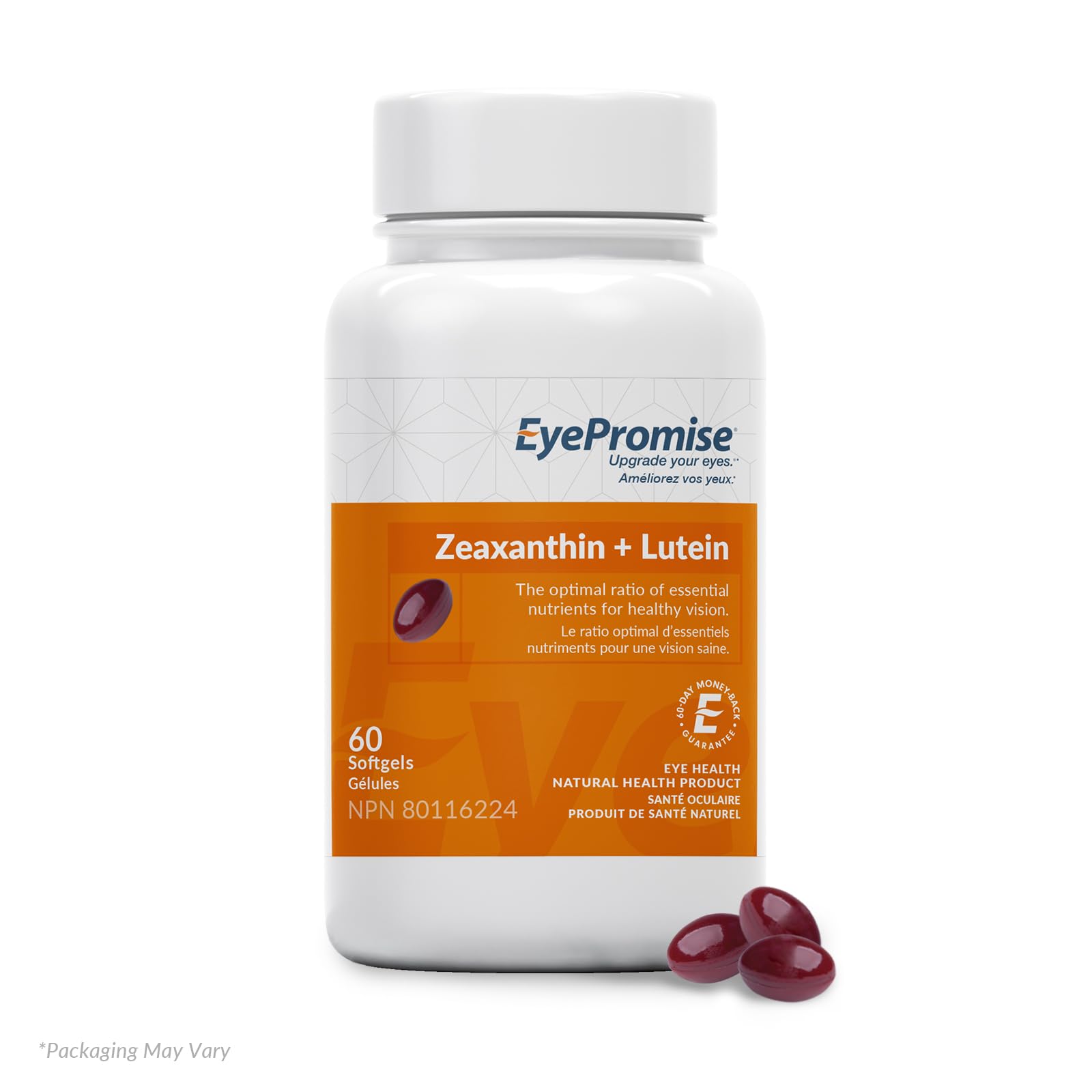 EyePromiseZeaxanthin + Lutein Eye Vitamin - 60 Softgels Capsules Made with Natural Ingredients for Diets Including Gluten Free and Vegetarian - Protect & Enhance Your Eye Health Completely