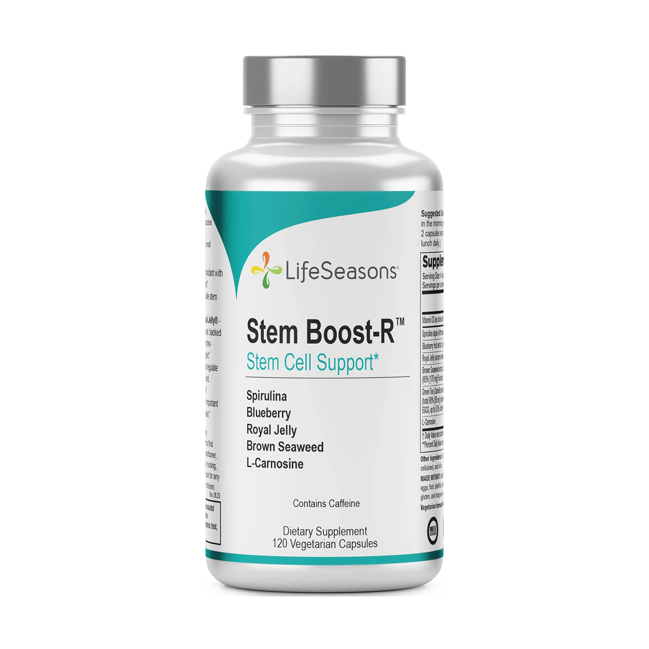 LifeSeasons - Stem Boost-R - Support Stem Cell Production - Spirulina, Blueberry, Royal Jelly, Brown Seaweed and L-Carnosine - 120 Capsules