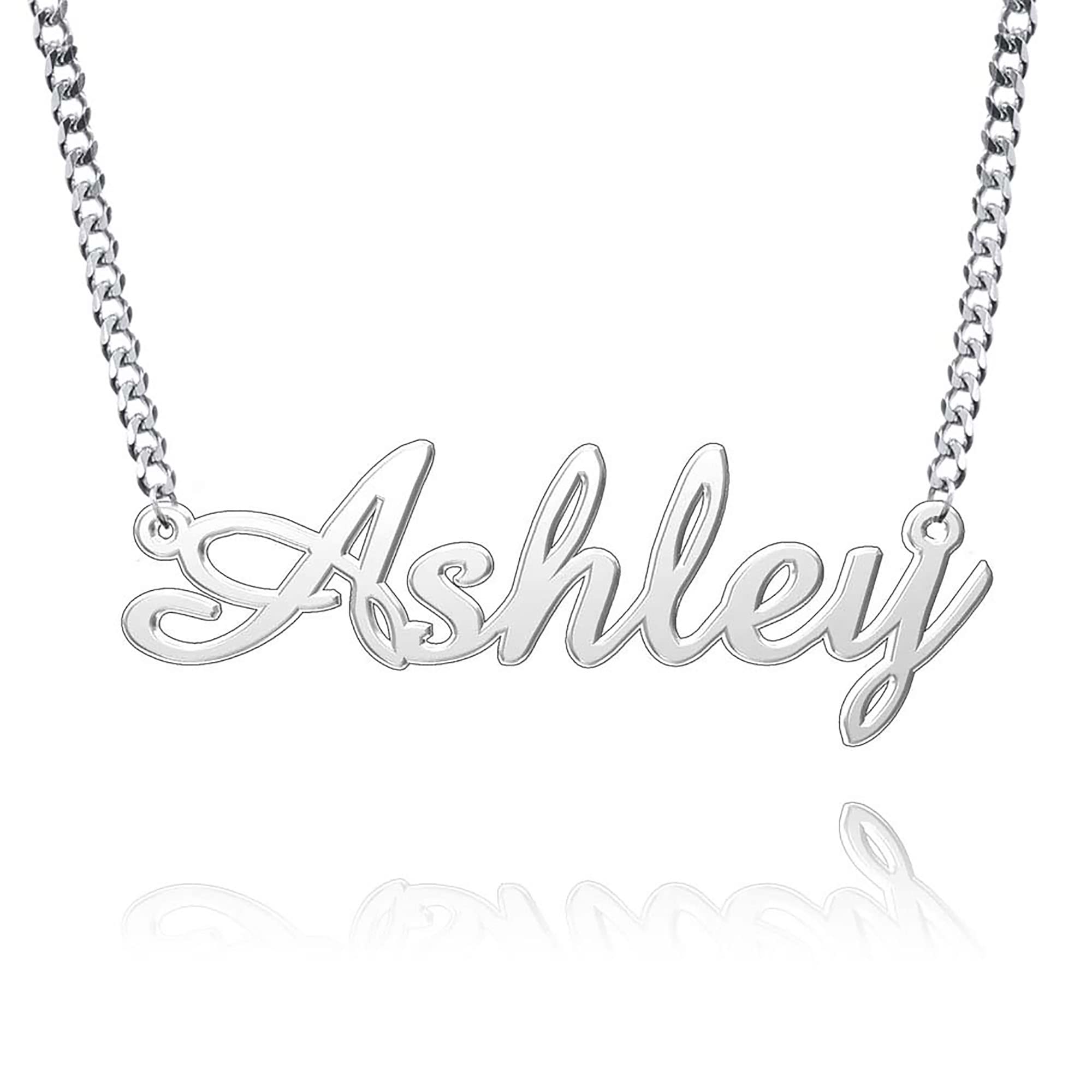 Q&LocketPersonalized Custom Name Necklace Script Initial Nameplate Necklaces for Womens