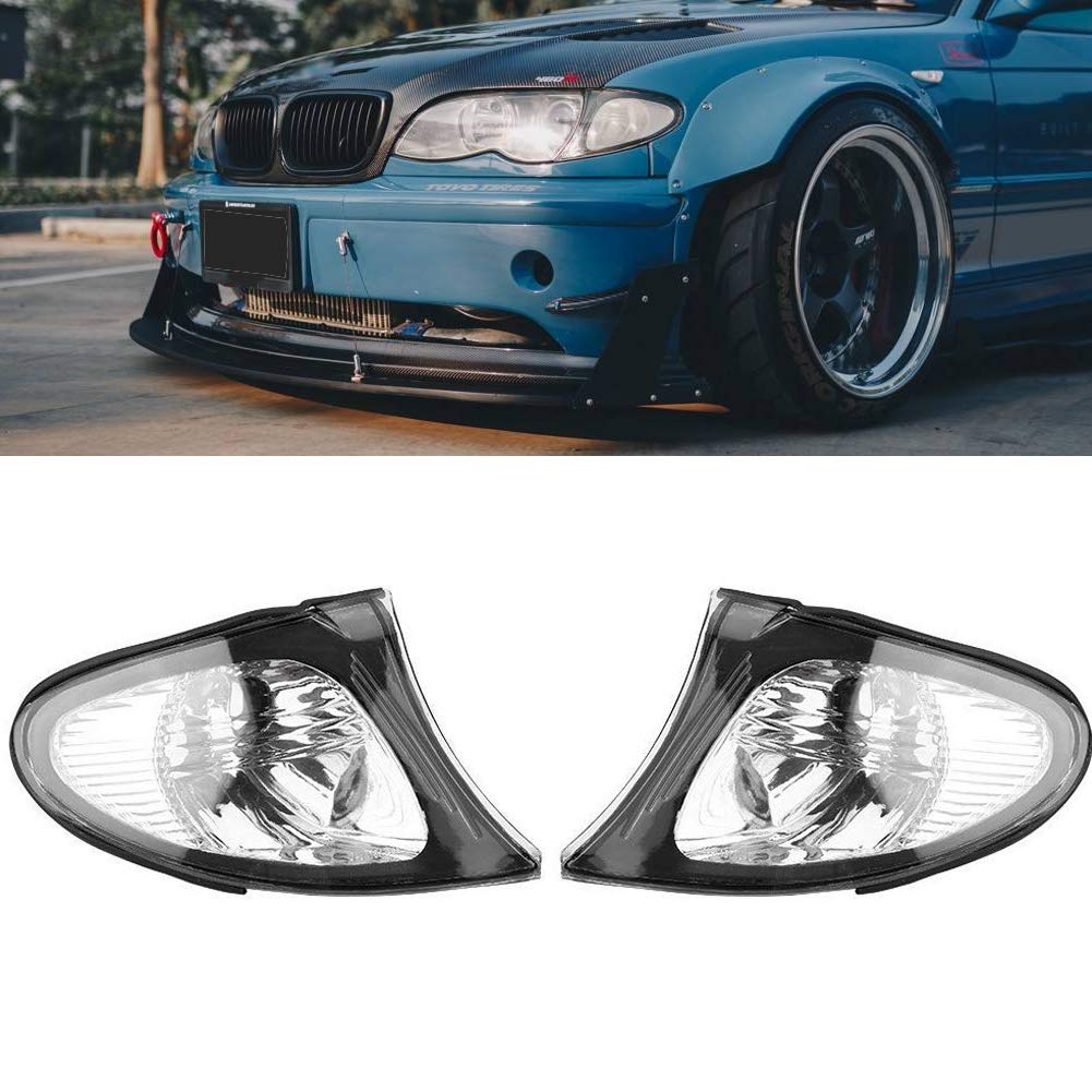 Clear Corner Signal Light,1 Pair Turn Signal Corner Light Lamp Lens Replacement For BMW E46 3-Series 4DR 2002-2005 Sedan Clear Corner Parking Marker Light Lens