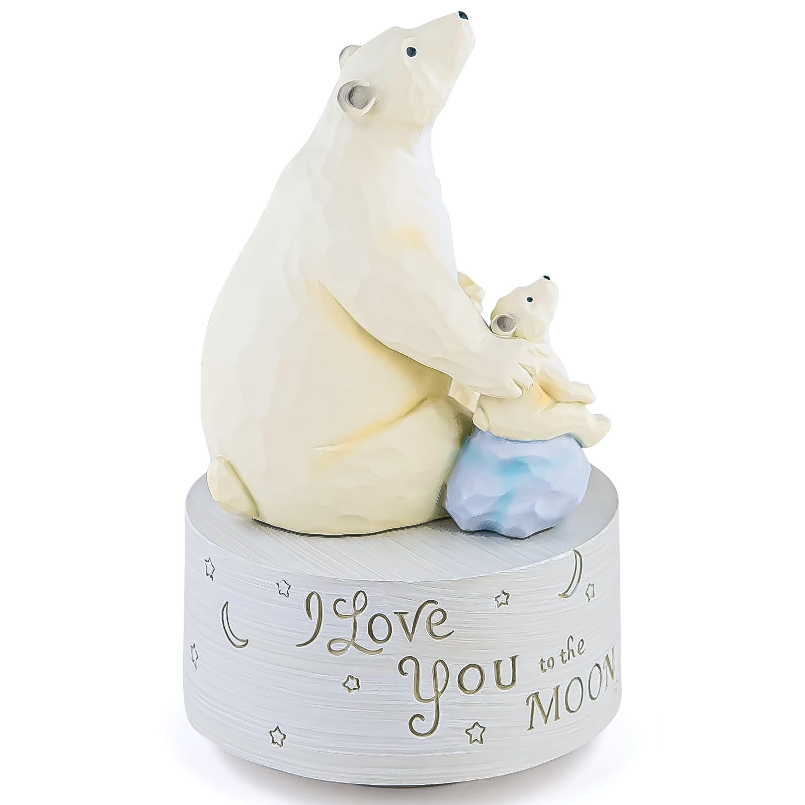 MS. WENNY Polar Bear Musical Collectible Figurine, ILove You to the Moon and Back, Sculpted Hand-Painted Music box Figure Gifts, You Are My Sunshine Tune