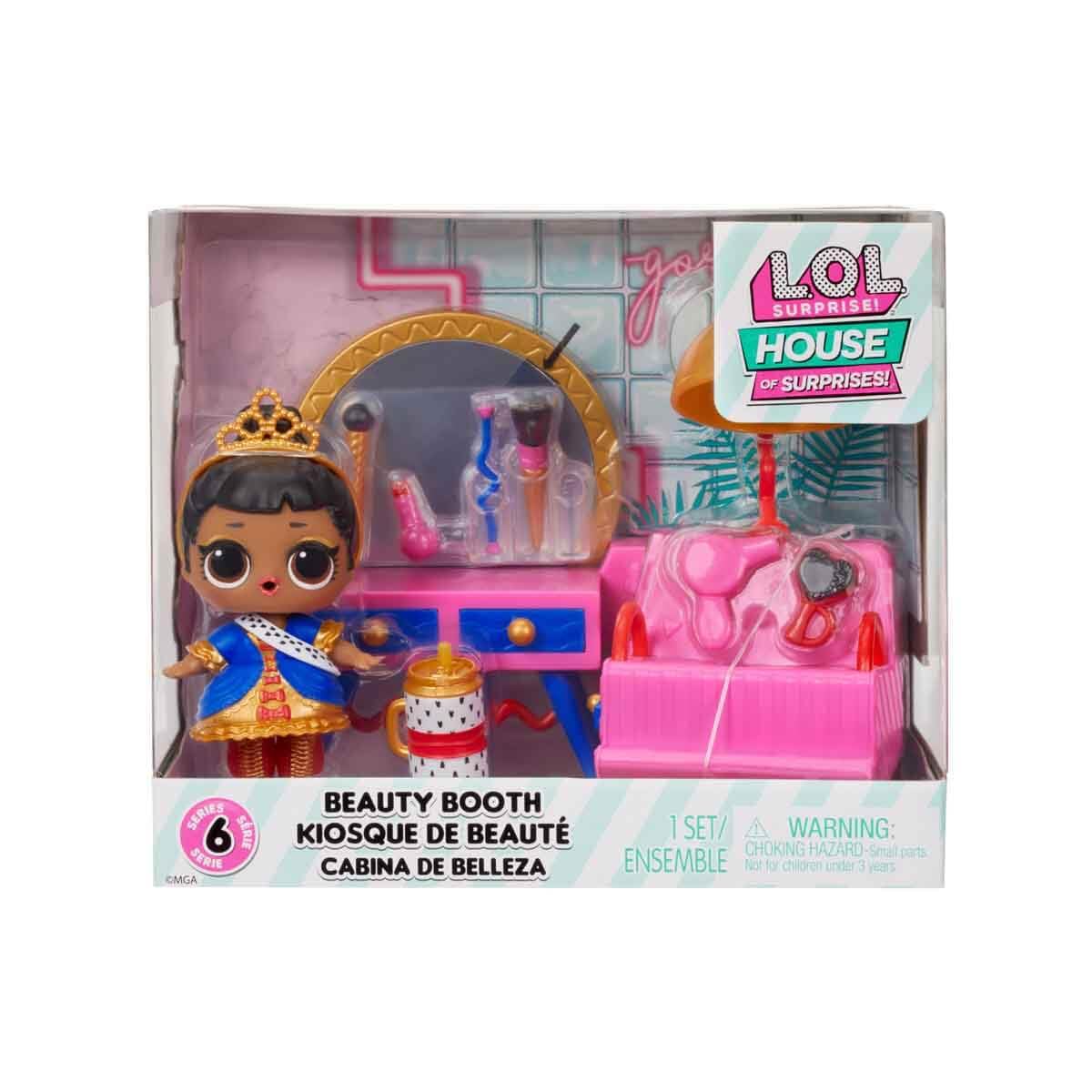 L.O.L. Surprise!OMG House of Surprises Beauty Booth Playset with Her Majesty Collectible Doll and 8 Surprises, Dollhouse Accessories, Holiday Toy, Great Gift for Kids Ages 4 5 6+ Years & Collectors