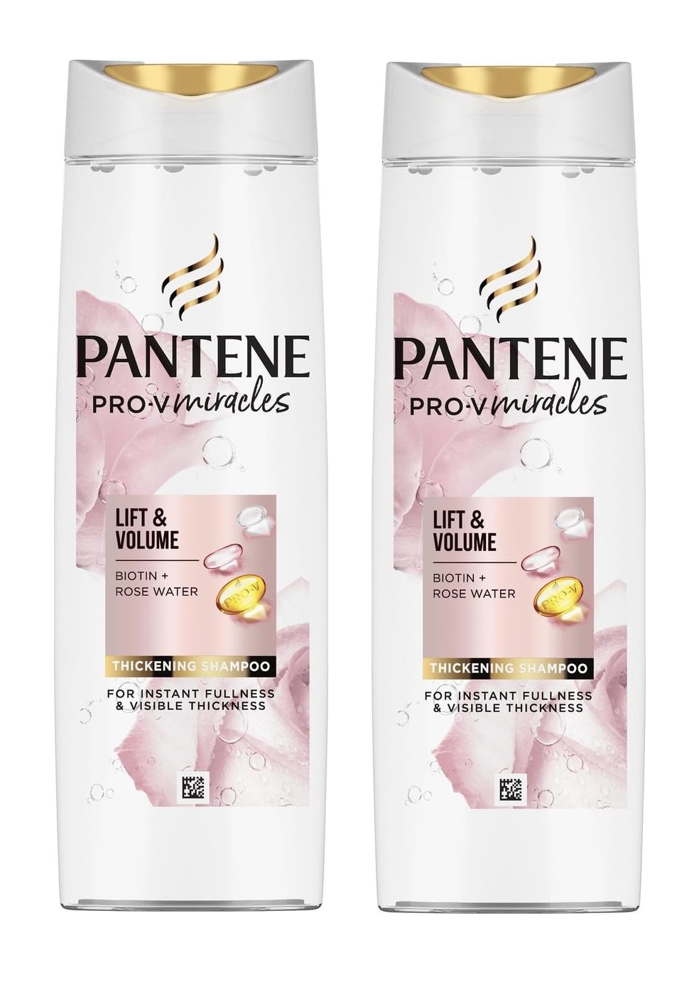 2x Pantene Pro-V Miracles Lift & Volume Thickening Shampoo 225ml, Biotin + Rose Water