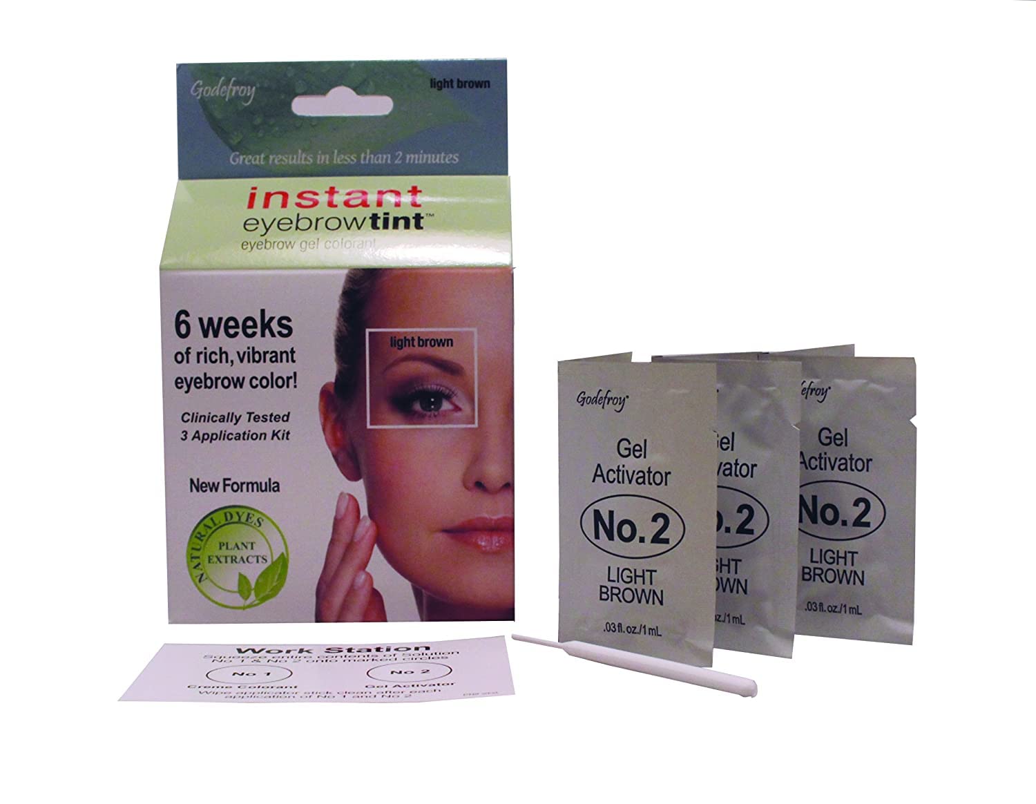 Godefroy Instant Tint Permanent Eyebrow Tint Kit - Light Brown, 3 Application Kit