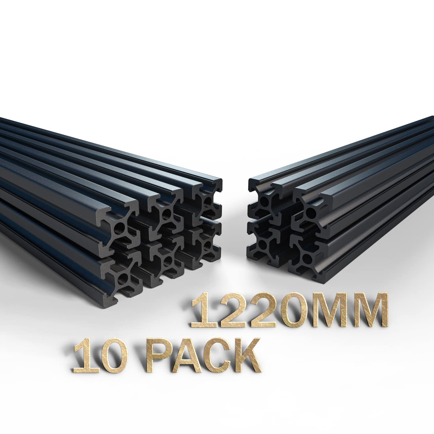 10PCS 48inch T Slot 2020 Aluminum Extrusion Profile (1220mm), European Standard Aluminum Linear Rail–Easy to Use for 3D Printer, CNC DIY, Workbenches, Brackets, Furniture and More