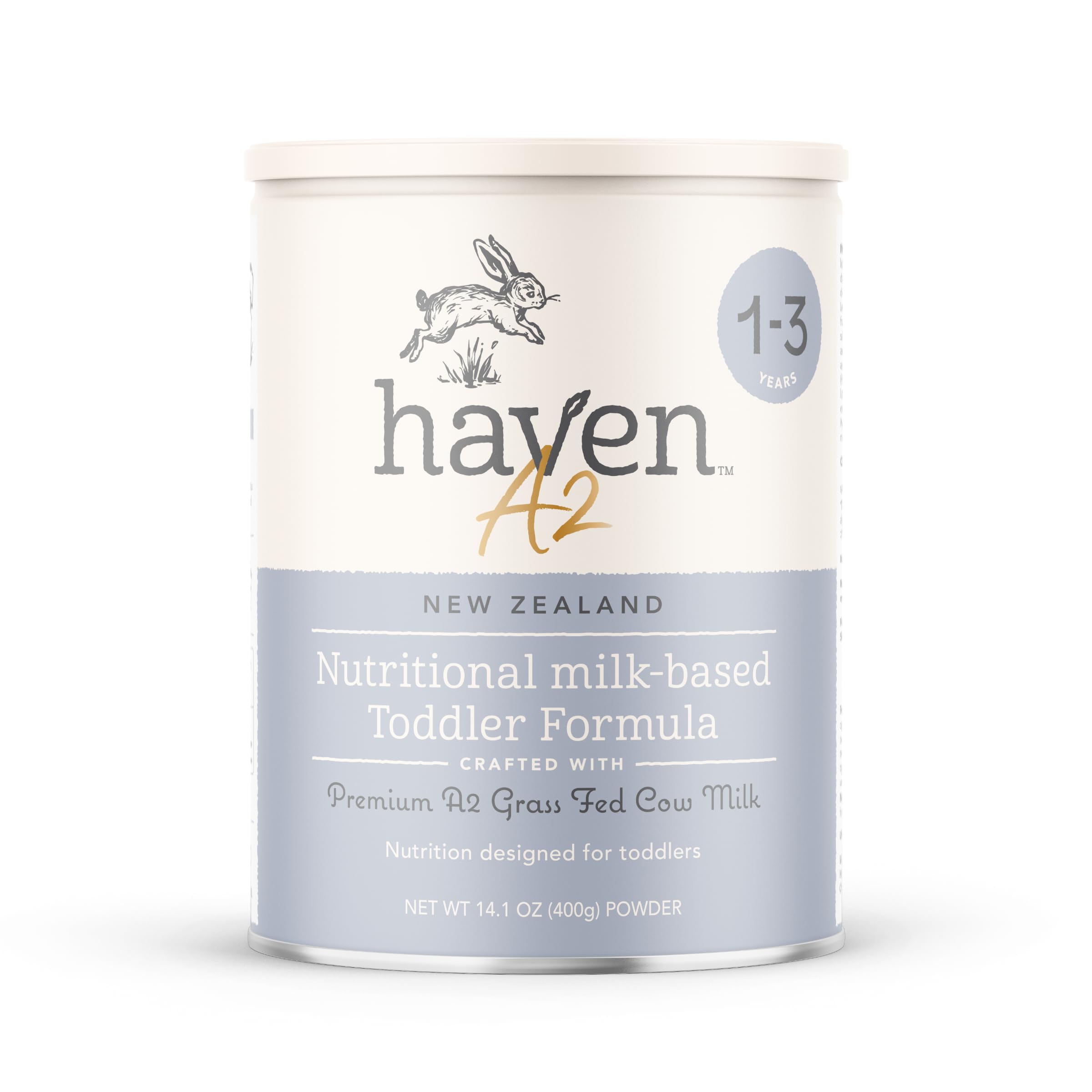 HavenA2 Toddler Formula | 1 to 3 Years | Premium New Zealand Grass-fed A2/A2 Protein Cow Milk Toddler Formula | Wholesome Goodness | Gentle on Tiny Tummies | Immune Support | Prebiotics, Probiotics, DHA, Lutein | Non GMO | No Palm Oil | 14.1 oz