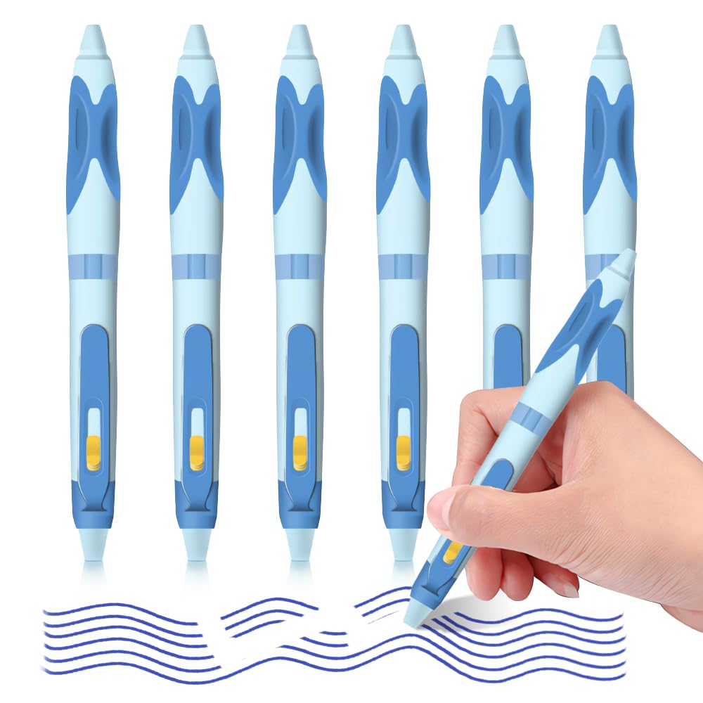 M&G Retractable Blue Ink Erasable Gel Pens, Extra Fine Point 0.5 mm,6 PCS Blue Inks Triangles Gel Pens for Planners and Crossword Puzzles