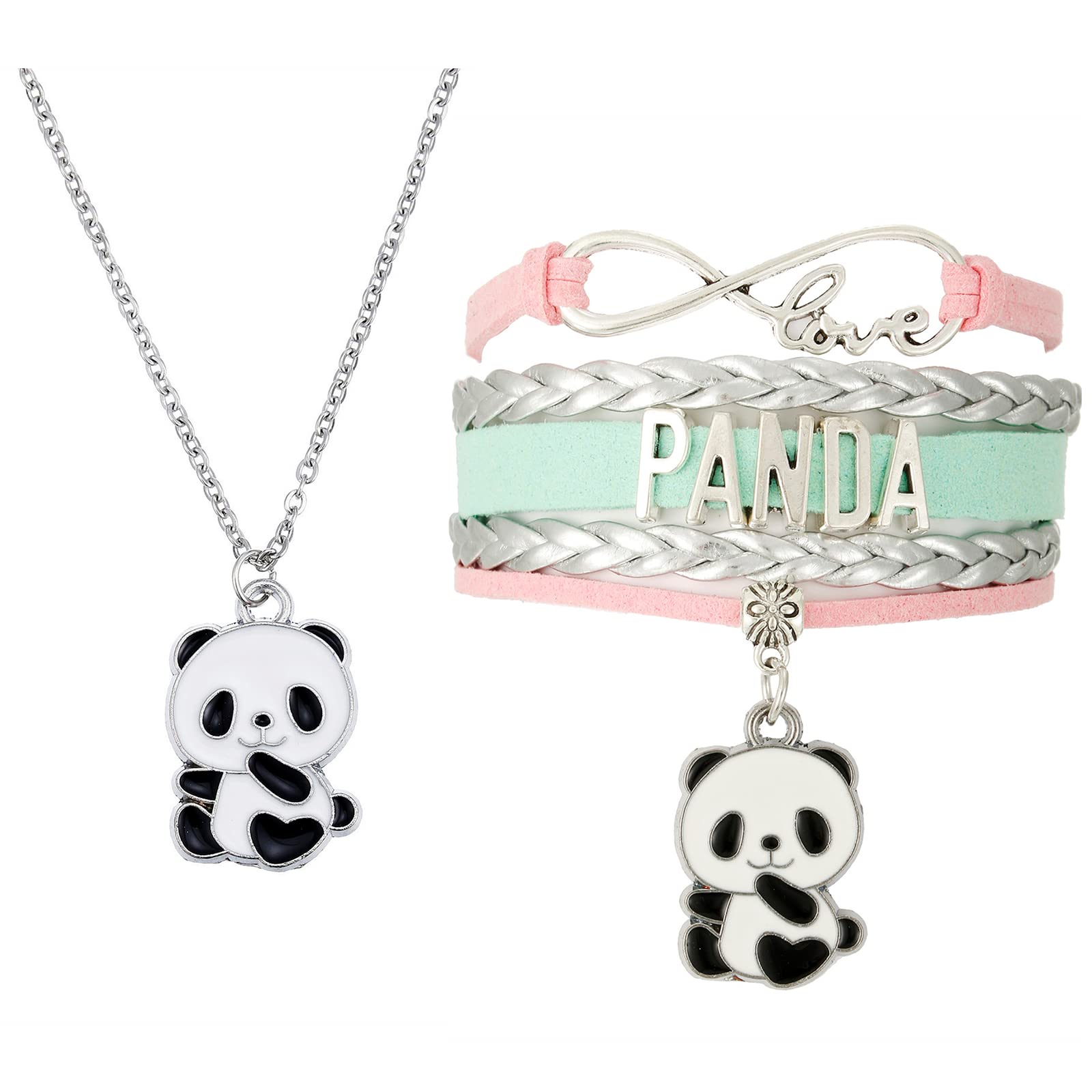 Panda Necklace for Girls, Lovely Panda Keychain Panda Bracelet Panda Gift for Teens