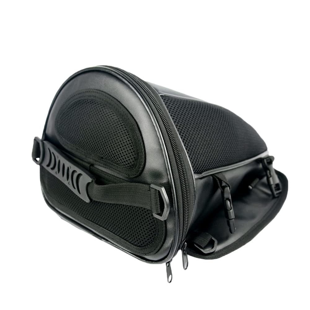 Leather Motorcycle Backseat Tail Bags, Waterproof PU Super Light Tank Bag, Multifunctional Motorbike Rear Seat Storage Saddle Bag Black