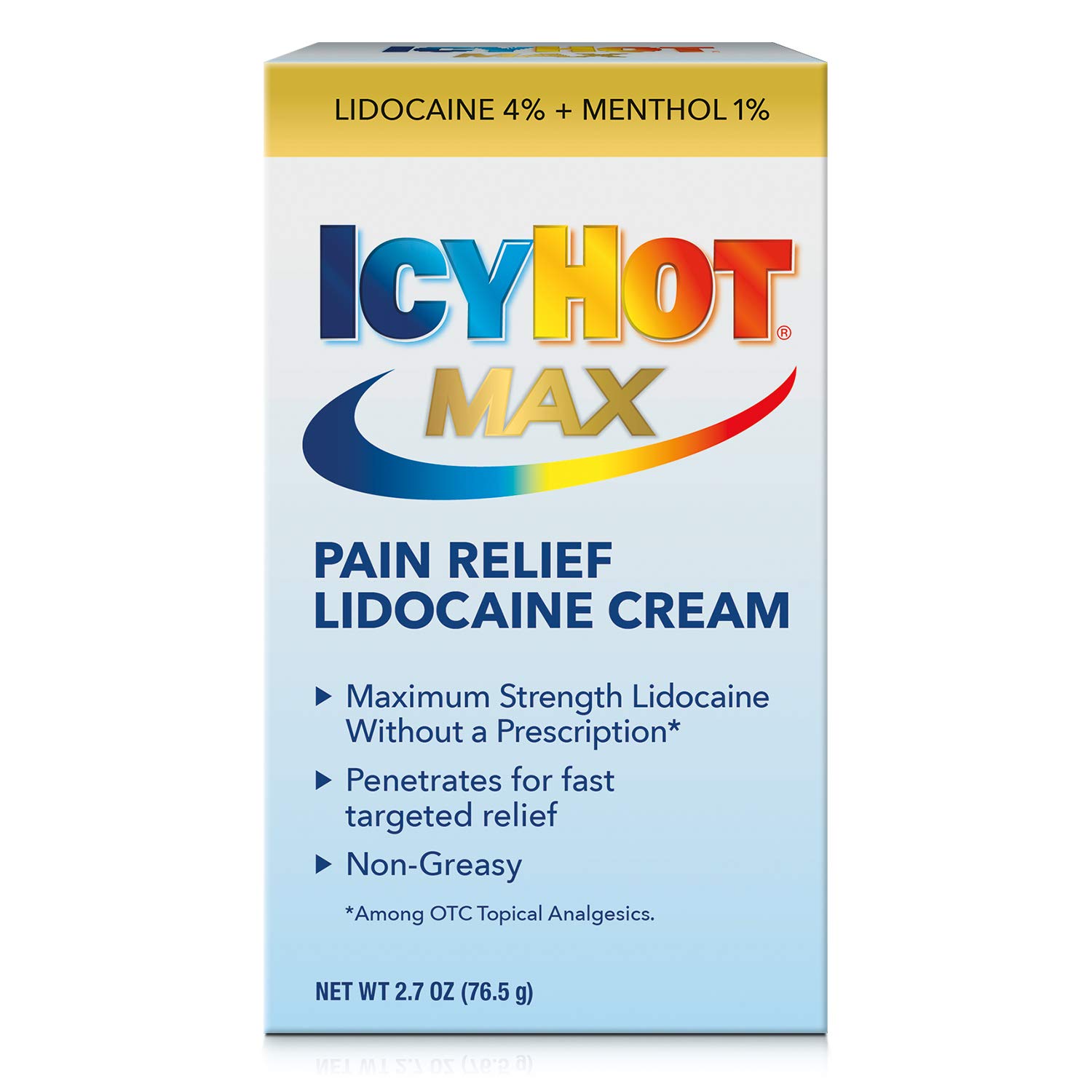 Icy Hot Max Strength Pain Relief Cream with Lidocaine Plus Menthol, 2.7 Ounces