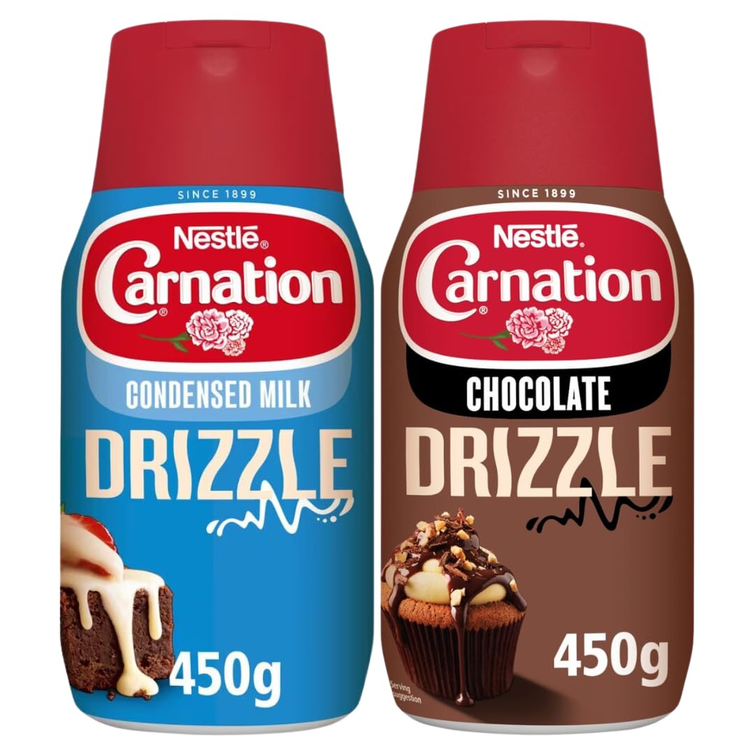 Carnation Milk Drizzles Bundle with Carnation Chocolate Drizzle 450g & Original Drizzle 450g (2 Pack)