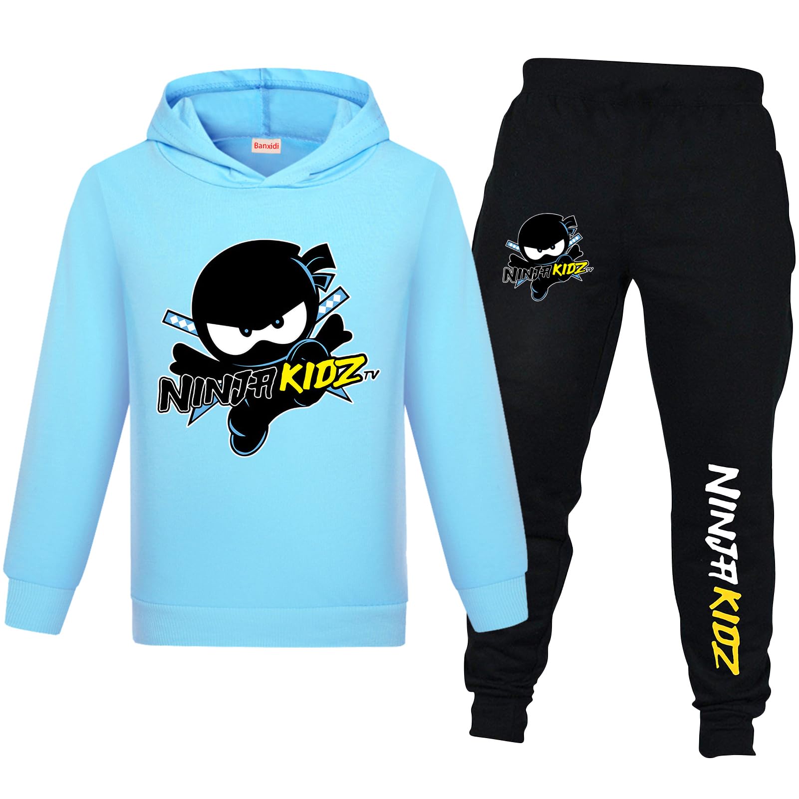 BanxidiNinja Kidz Boys Tracksuit Hoodies Kids Sweatshirt Long Sleeve for 2-piece Sets Sportswear Clothing 2-13Years