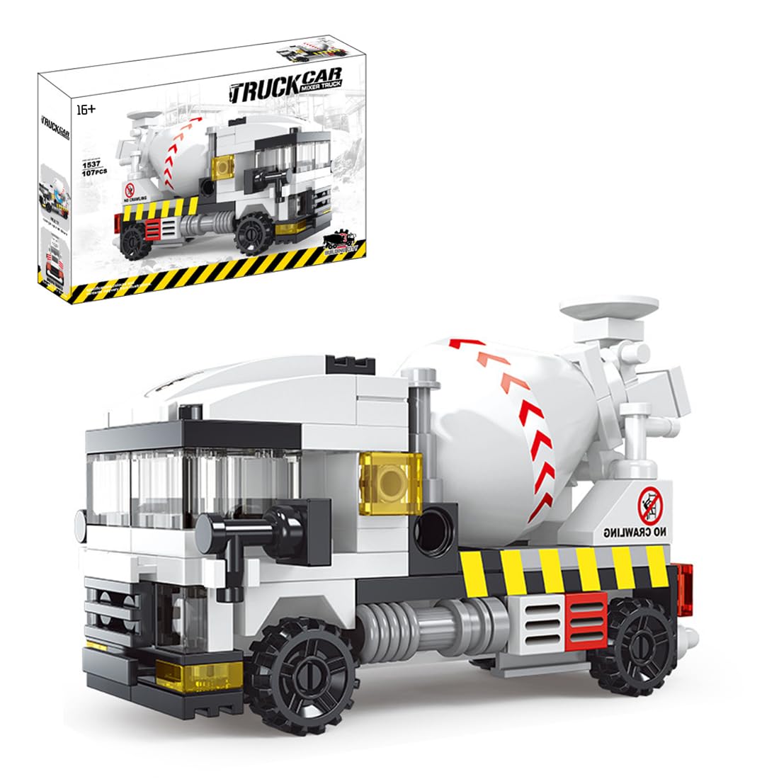 Technic Concrete Mixer Truck Model Building Set, Truck Vehicle Building Block Construction Toy Compatible with Lego Technic - 107 Pieces