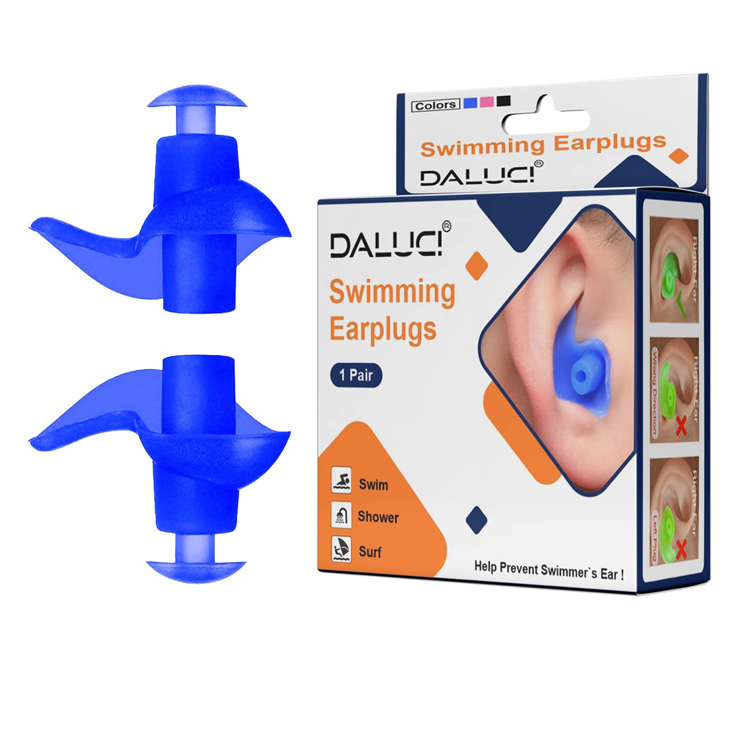 DALUCI 1 Pair Hot Waterproof Swimming Professional Silicone Swim Earplugs for Swimmers Children Diving Soft Anti-Noise Ear Plug - Blue