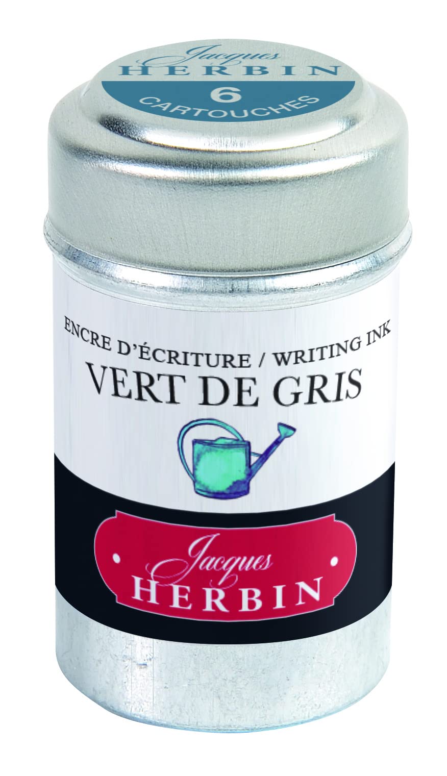 Jacques Herbin Fountain Pen Ink - 1 Tin of 6 cartridges - Vert de Gris