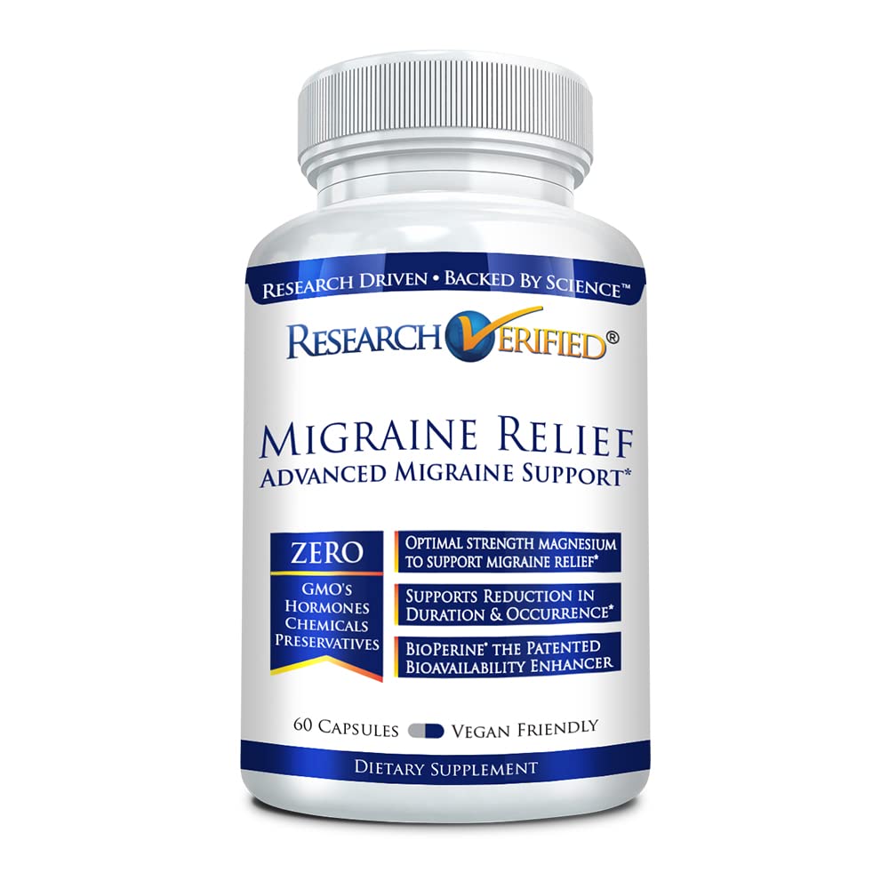 Research VerifiedMigraine Relief - Dual Action Supplement - Reduce Severity and Duration, Balance Hormones - with Ginger and Ginko Biloba- 60 Capsules - 60 Capsules - 1 Month Supply