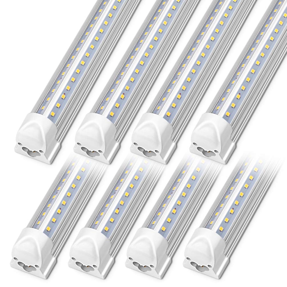 (8 Pack) T8 LED Shop Light 4FT, 40W 5200LM 5000K LED Light Bulbs, 4 Foot LED Bulbs, Linkable LED Shop Lights for Garage, Workshop, Warehouse, Basement, Clear Cover