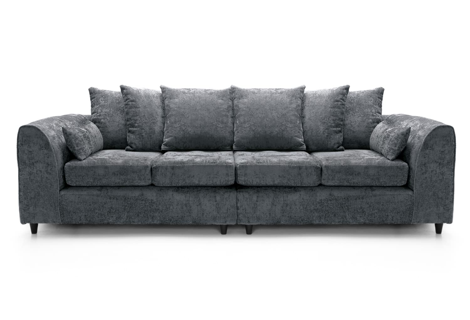 Abakus Direct Harriet - Dark Grey Crushed Chenille - Large 4 Seater Couch Unit for Living Room - 2 Seater, 3 Seater, U-Shaped Sofa & Footstool - 4 Seater