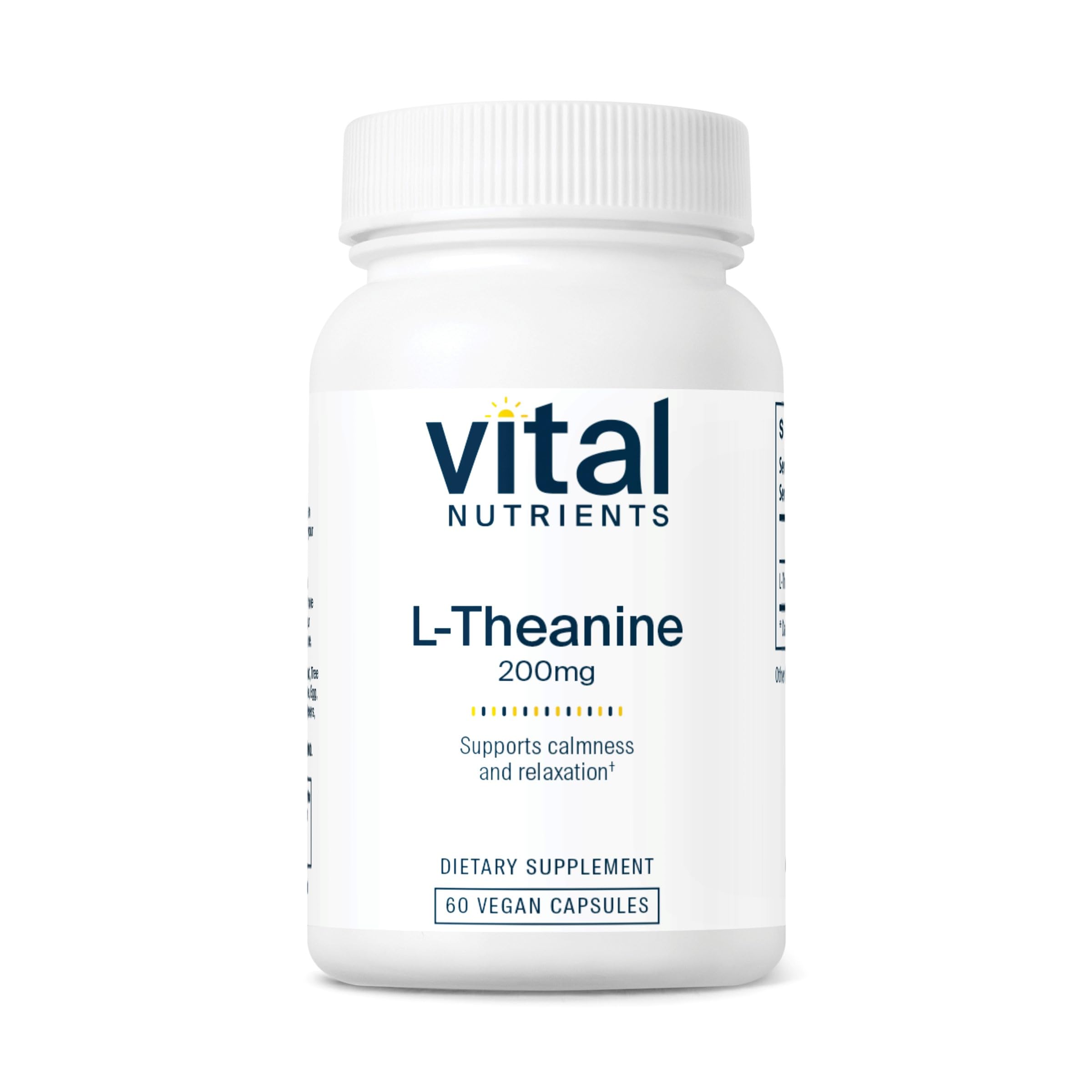 Vital NutrientsL-Theanine 200mg | Vegan Supplement | L Theanine Supplement Supports Normal Stress Levels and Cognitive Function* | Gluten, Dairy and Soy Free | 60 Capsules